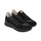 Sneakers Basse Donna Nero Giardini Tomaia in pelle e tessuto, chiusura con lacci, pannelli sovrapposti, fondo rialzato, suola in gomma, Made in Italy  I617330D