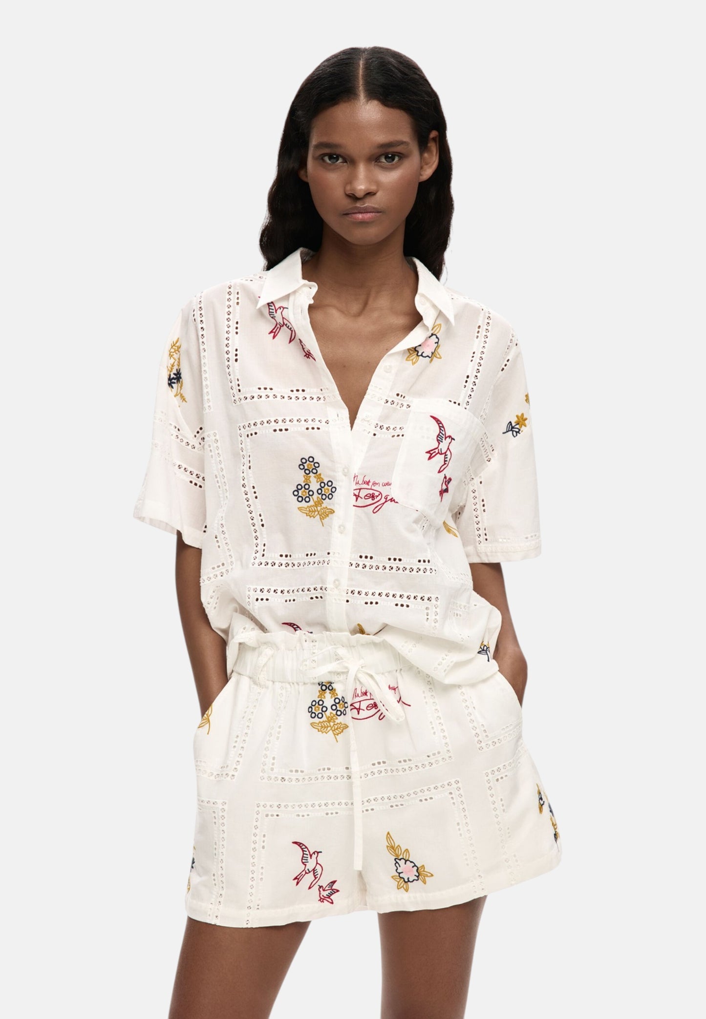 Camicia Manica Corta Donna Desigual Regular Fit Traforata Martin 26SWCW30