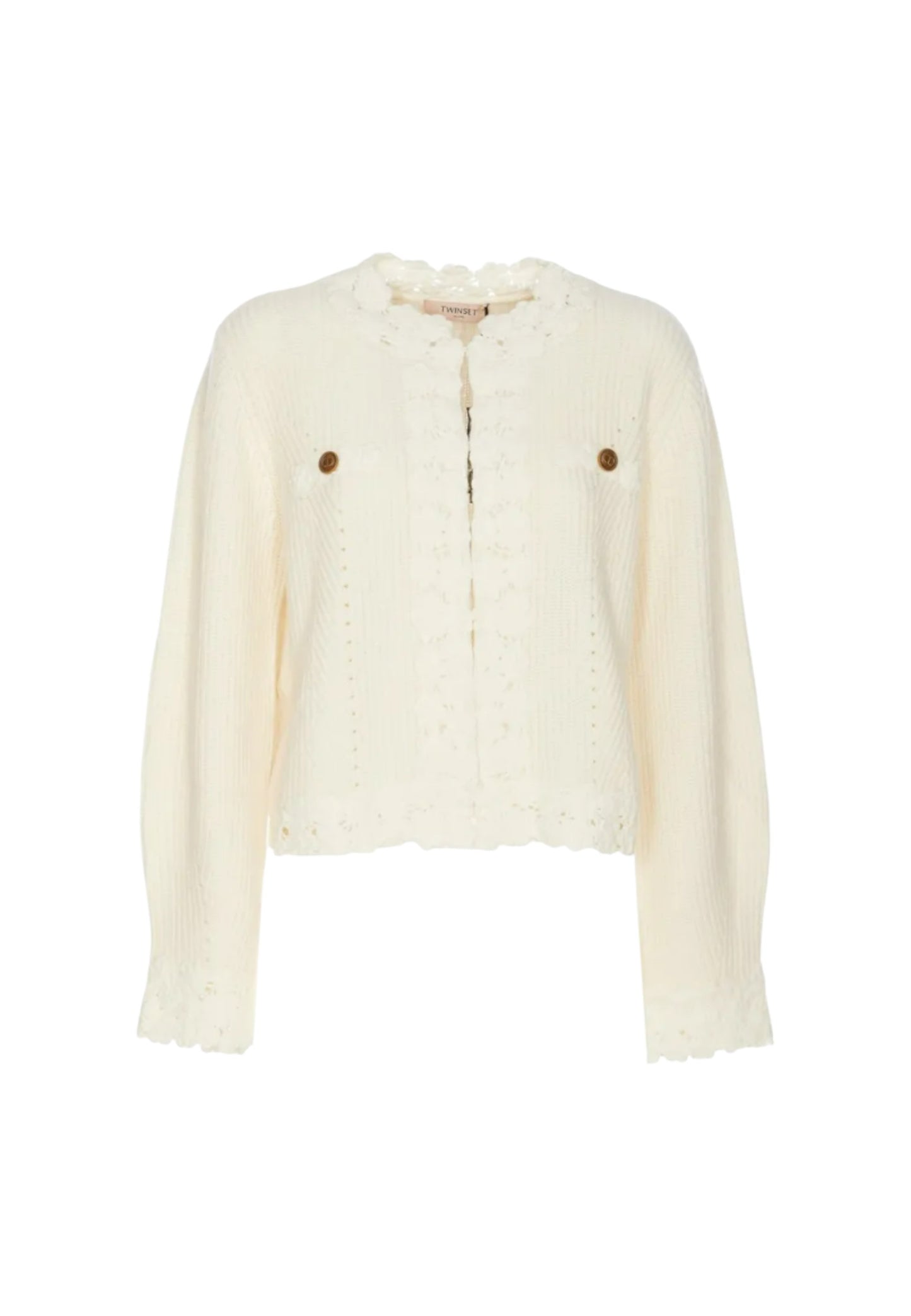 Cardigan  Donna Twinset In Maglia Con Applicazioni Crochet Flowers  242TT3420
