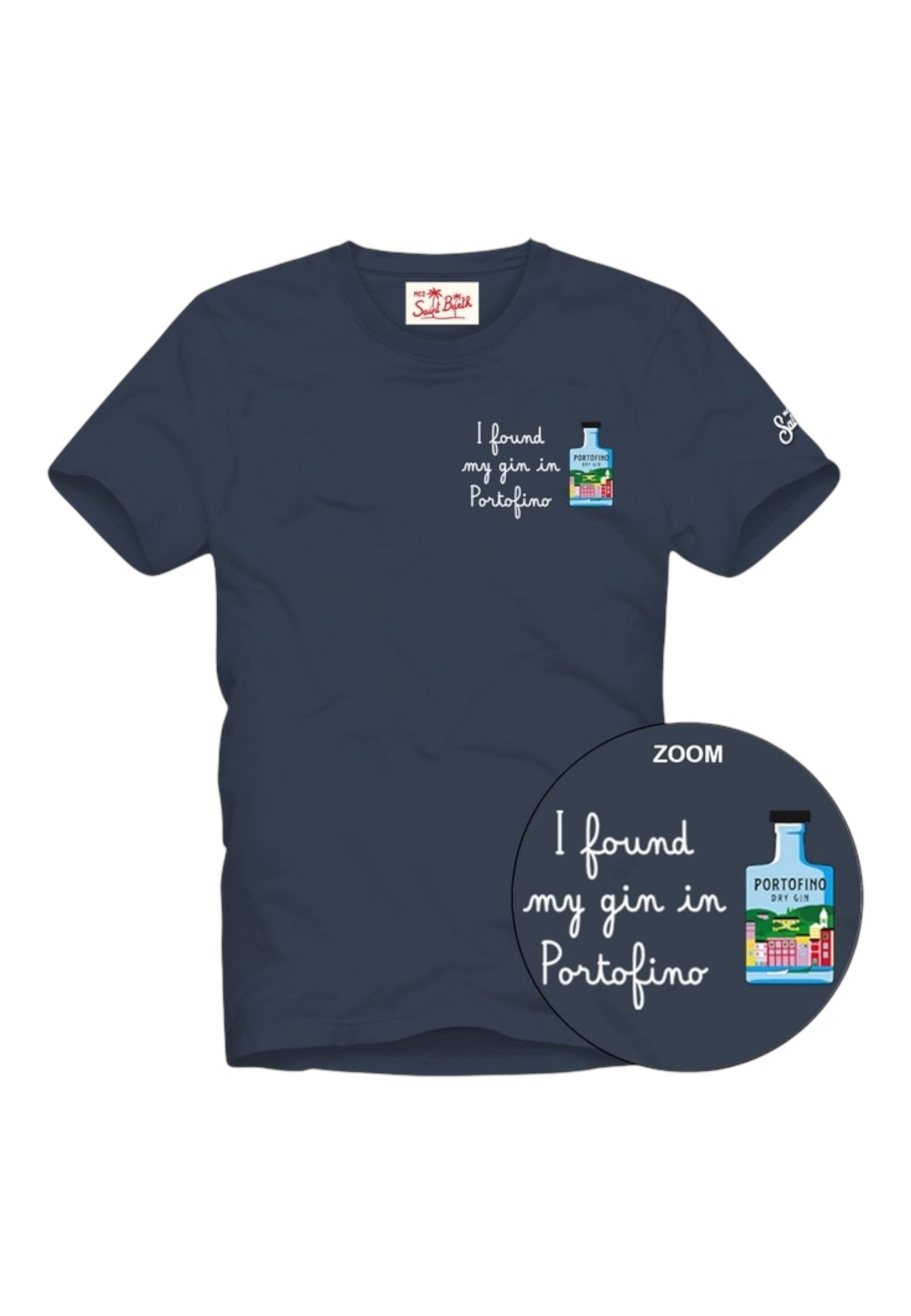 T-Shirt Manica Corta Uomo Mc2 Saint Barth Stampa E/O Ricamo Frontale Portofino Gin Hab Portofino POT0001