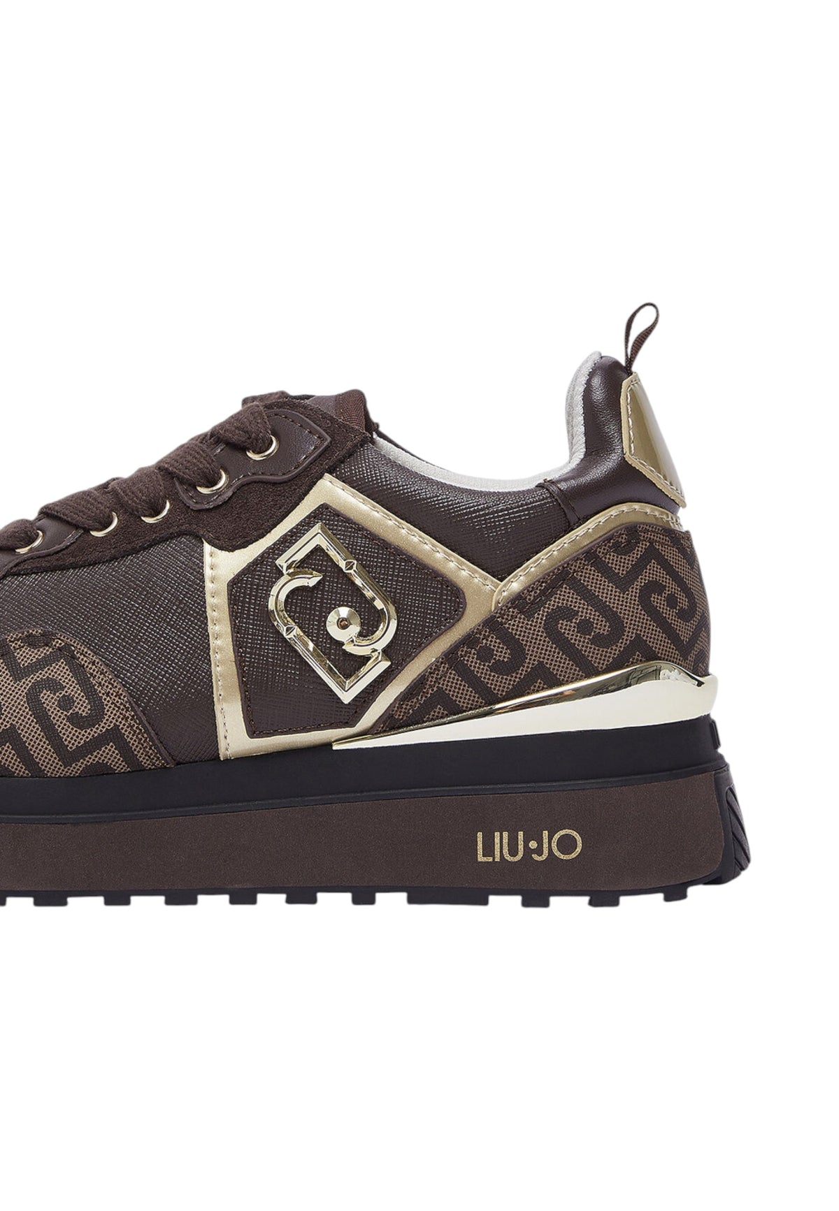 Sneakers Basse Donna Liu Jo Con Platform, Stampa Monogram E Inserti Effetto Saffiano Liu Jo Maxi Wonder 01 BF6001EX339