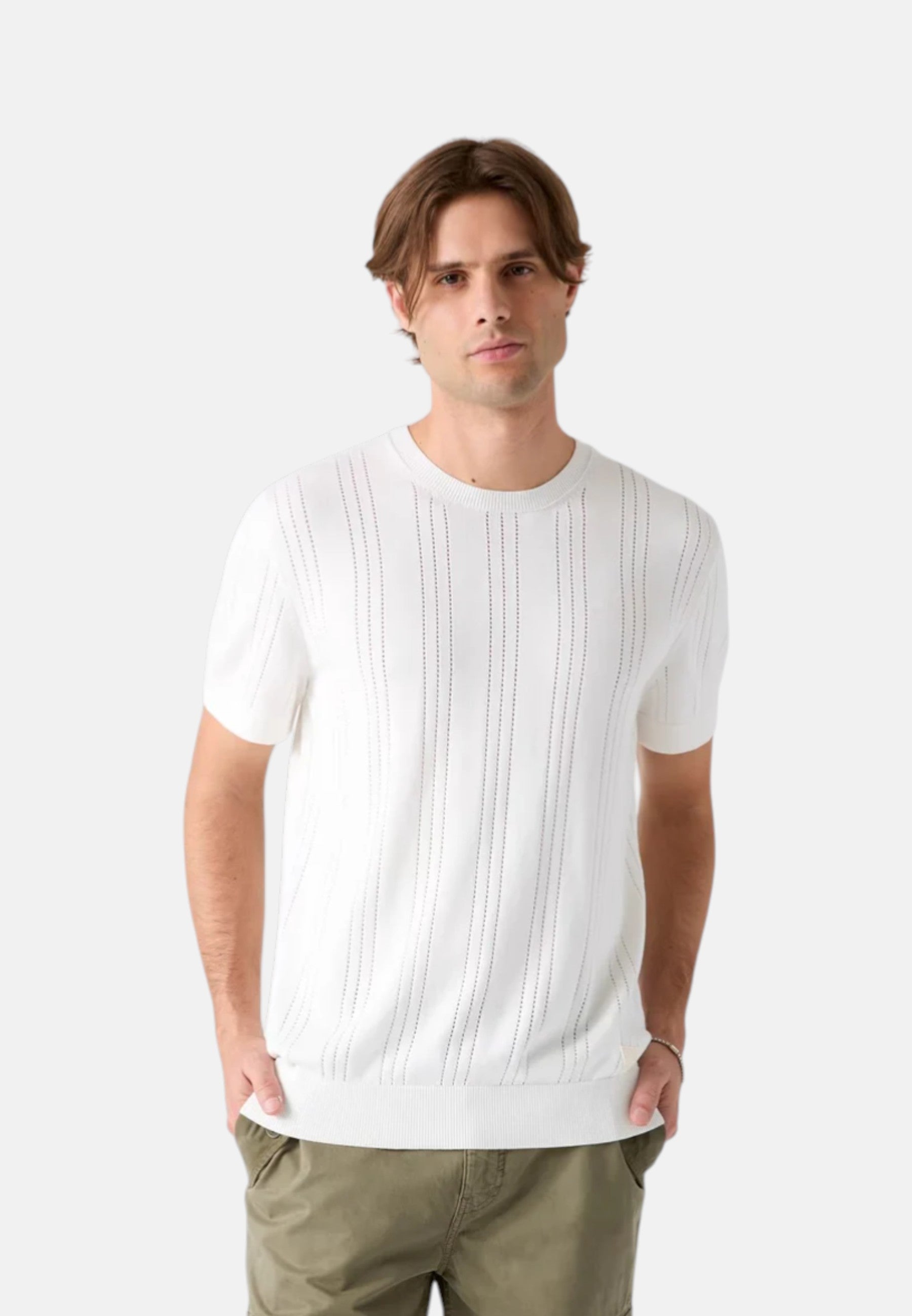 Maglia A Girocollo Uomo Guess Manica Corta Lindon Pointelle Stitch M6GR06Z0559