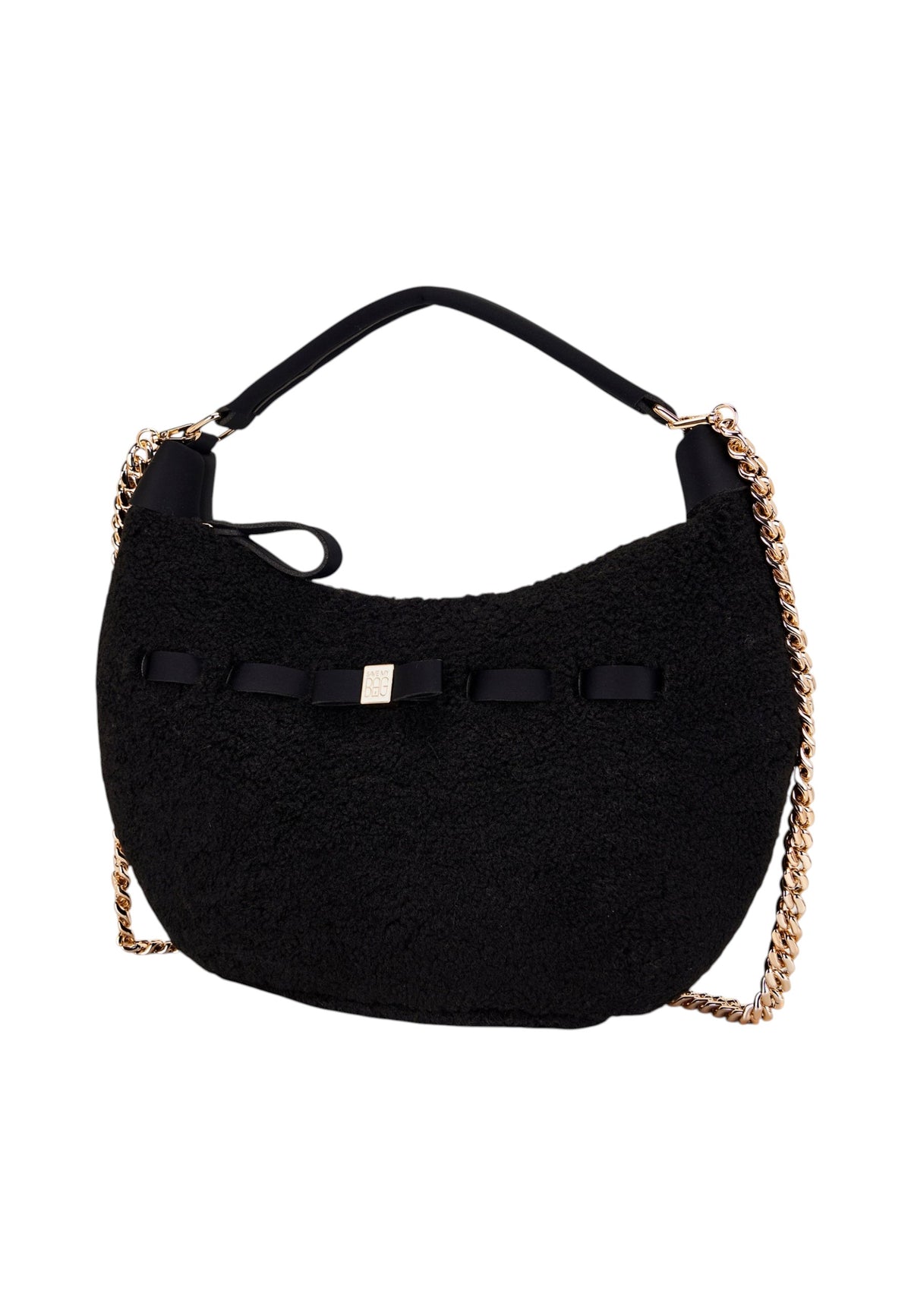 Borsa A Spalla Donna Save My Bag Borsa a spalla arrotondata, Manico singolo, Tracolla a catena removibile, Chiusura con zip, Logo Save My Bag in metallo, Texture effetto teddy, Dimensioni: 43 x 7 x 27 Cm Arianna S62-ARIANNA-U-FUL