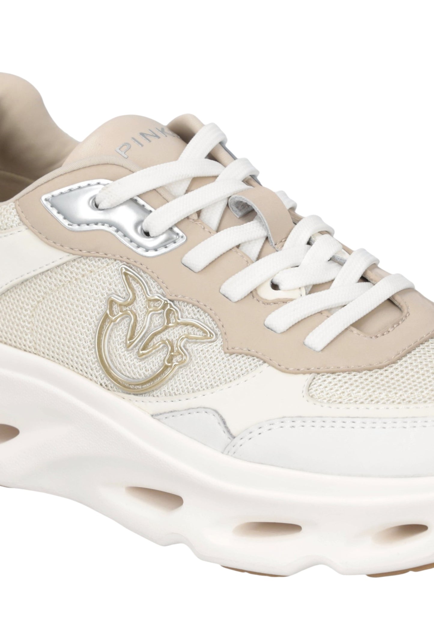 Sneakers Basse Donna Pinko In Pelle Di Vitello/Mesh Con Logo Love Birds Pink 09 SS0167P132