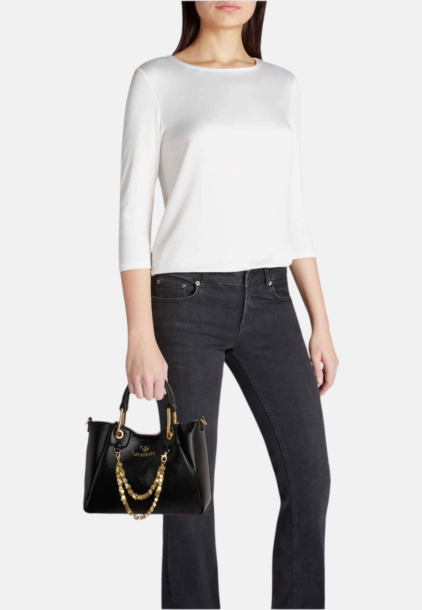 Borsa A Mano Donna Braccialini Small Con Doppio Manico Con Tracolla Amy B18810YY
