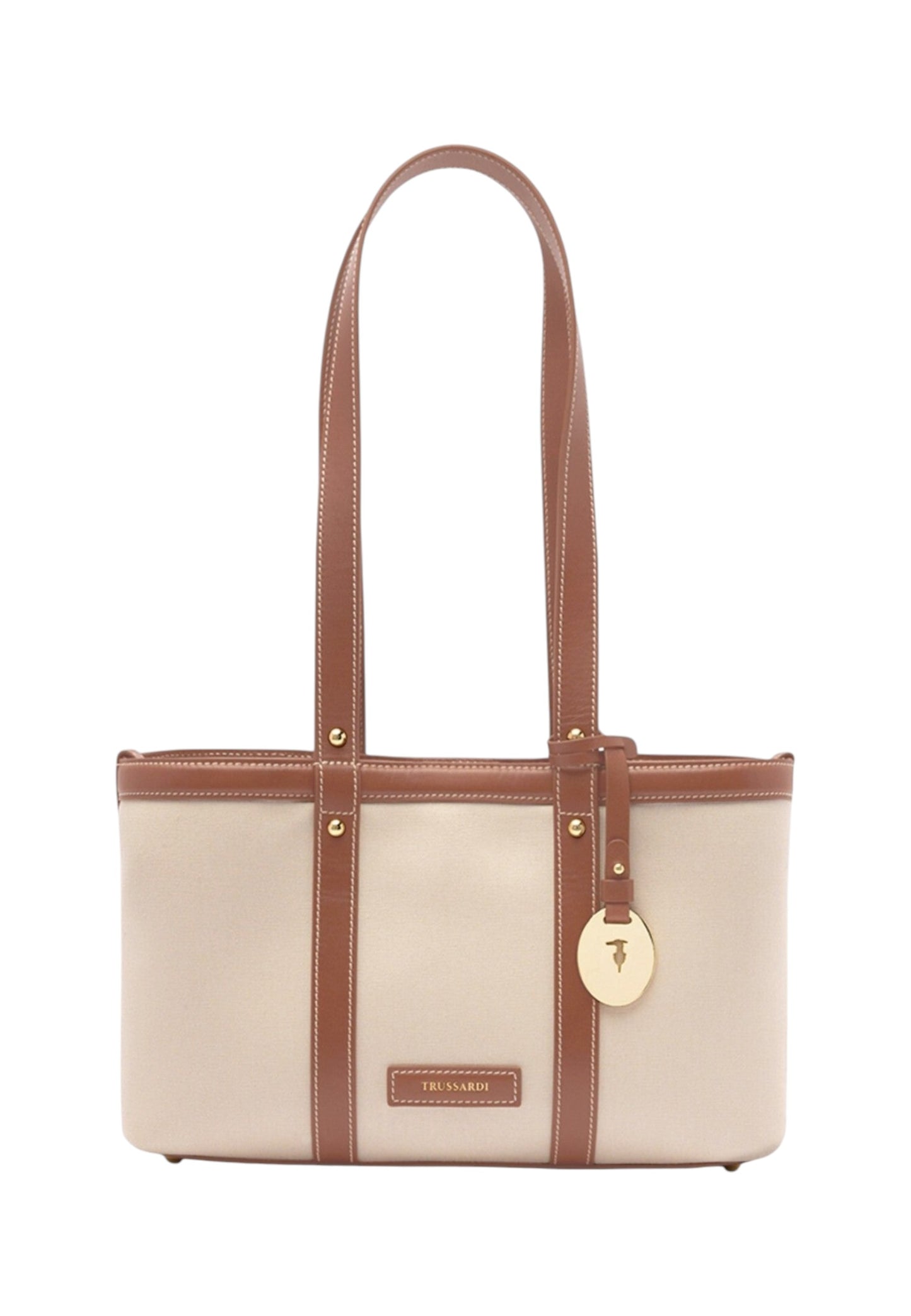 Borsa A Spalla Donna Trussardi Shopper Small In Canvas E Pelle Elba Z774E006475N