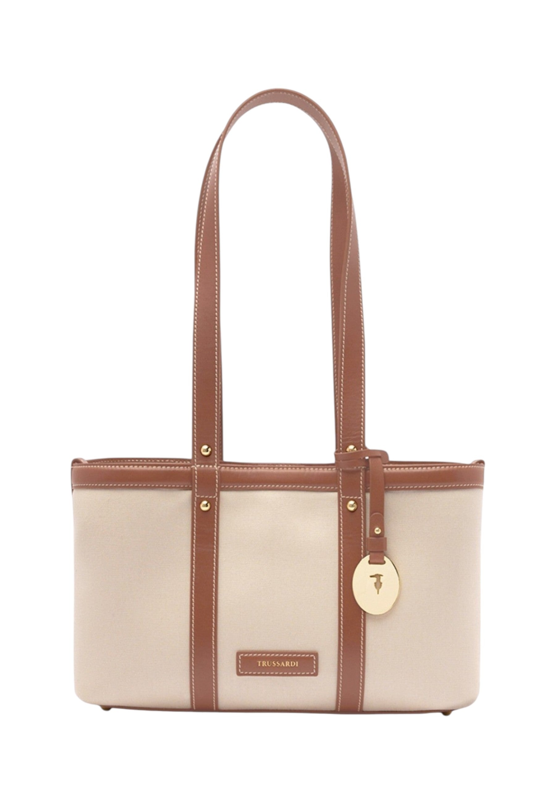 Borsa A Spalla Donna Trussardi Shopper Small In Canvas E Pelle Elba Z774E006475N