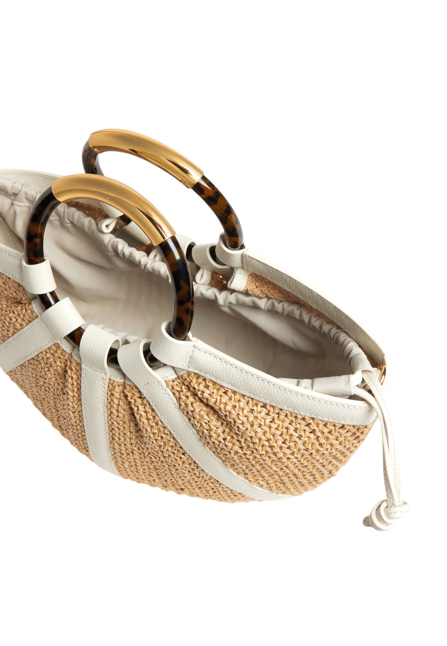 Borsa A Mano Donna Coccinelle In Paglia/Pelle Martellata Fine Coccinelle Shell Straw Medium E1U5D180201
