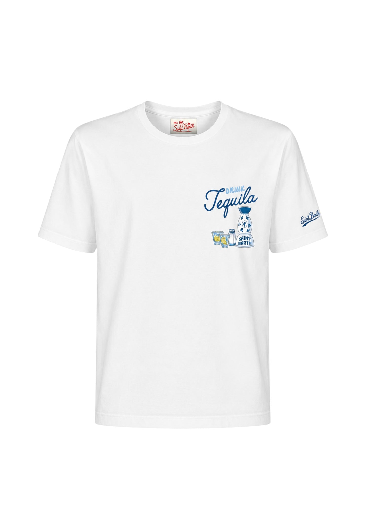 T-Shirt Manica Corta Uomo Mc2 Saint Barth Stampa/Ricamo Fronte E Retro Drink Tequila Portland PRL0002