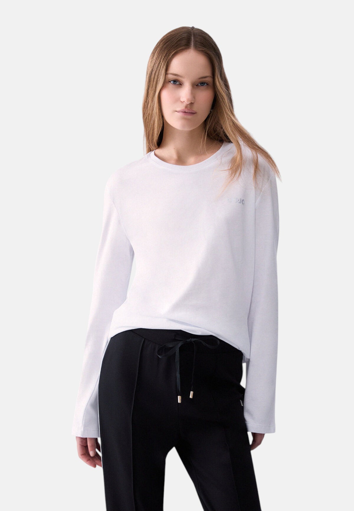 T-Shirt Manica lunga Donna Liu Jo Regular Fit Logo Crystal WF6451J6308