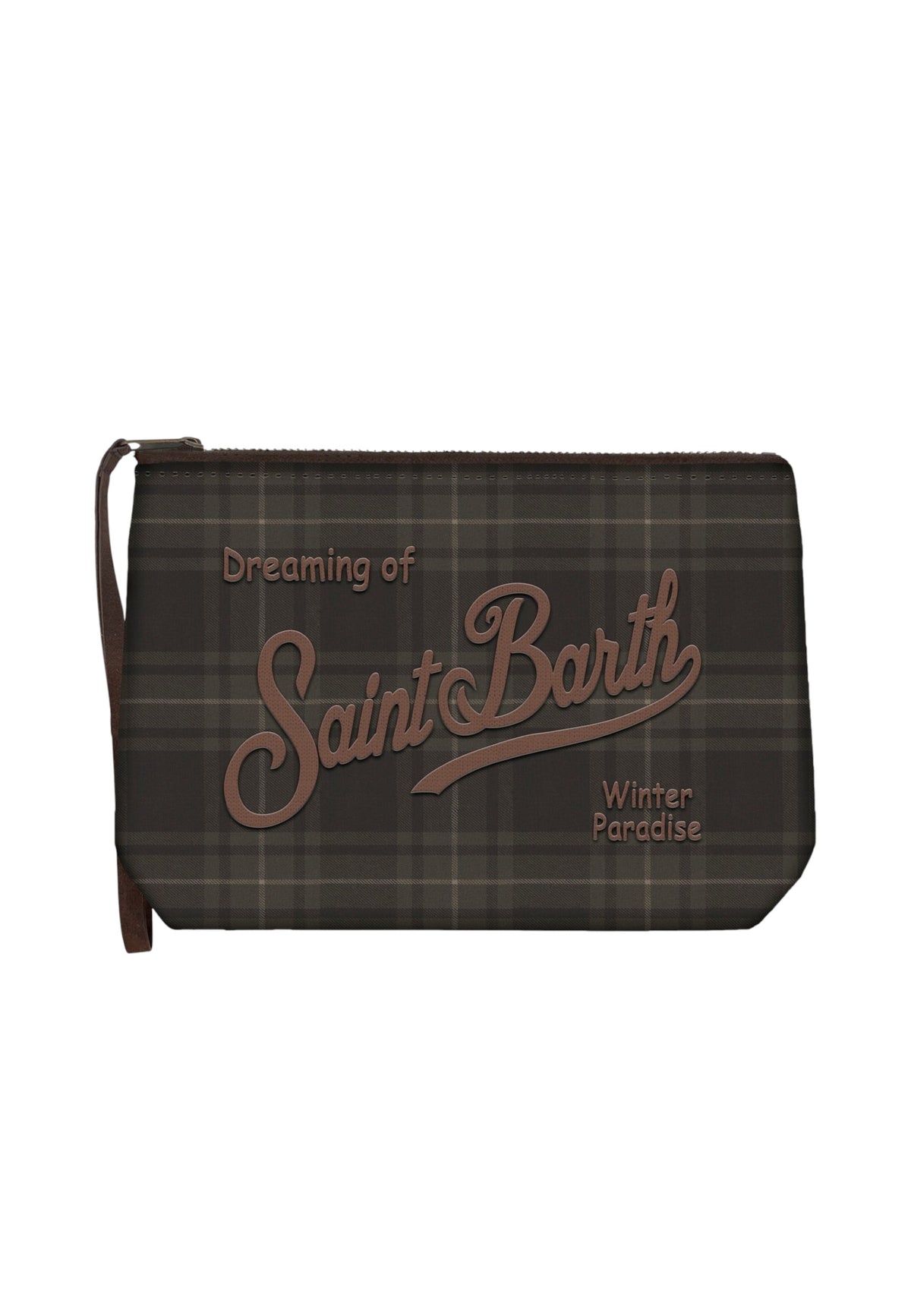 Pochette  Unisex Mc2 Saint Barth Chiusura Con Zip, Laccetto Laterale, Fantasia Tartan Scura Aline Wax ALI0058-SCOTT-TARTAN