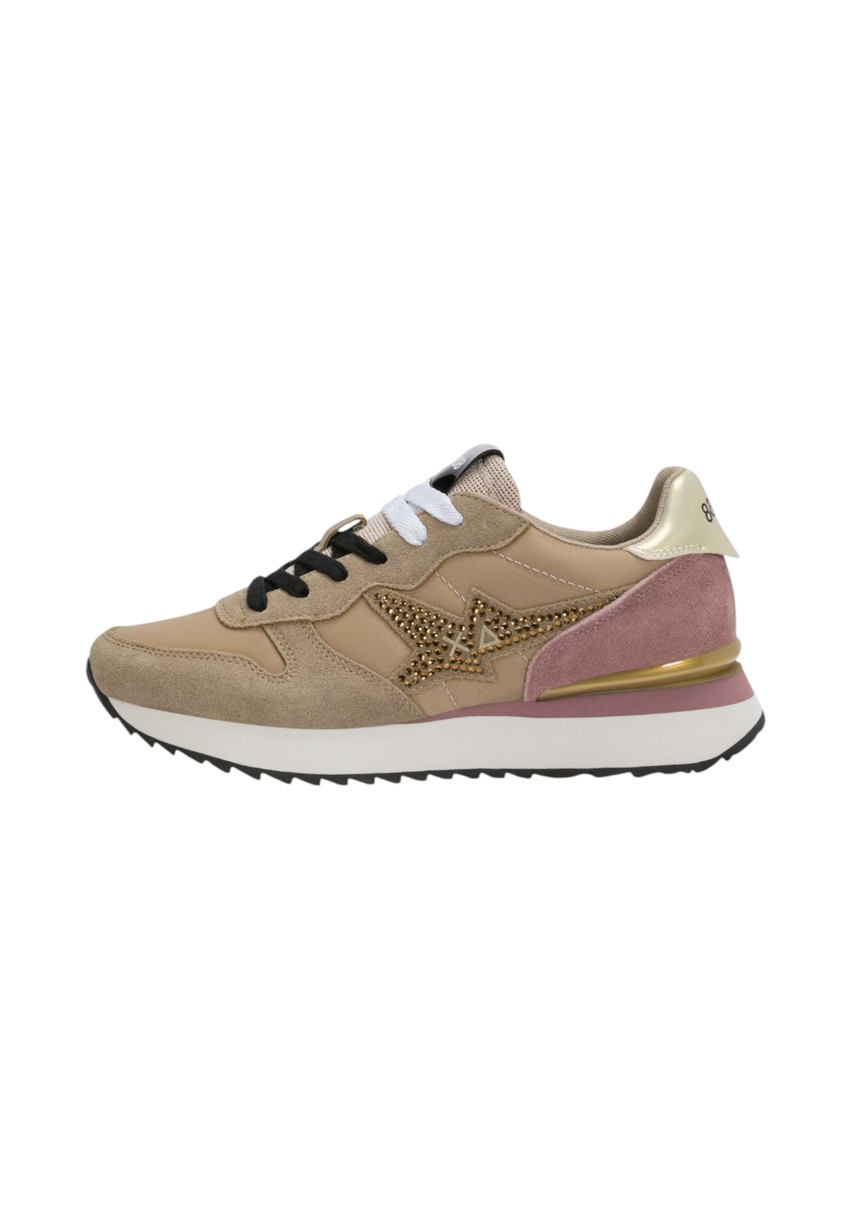 Sneakers Basse Donna Sun68 Stile Running, Suede E Nylon, Strass, Logo Laterale Stargirl Strass Logo Z46223