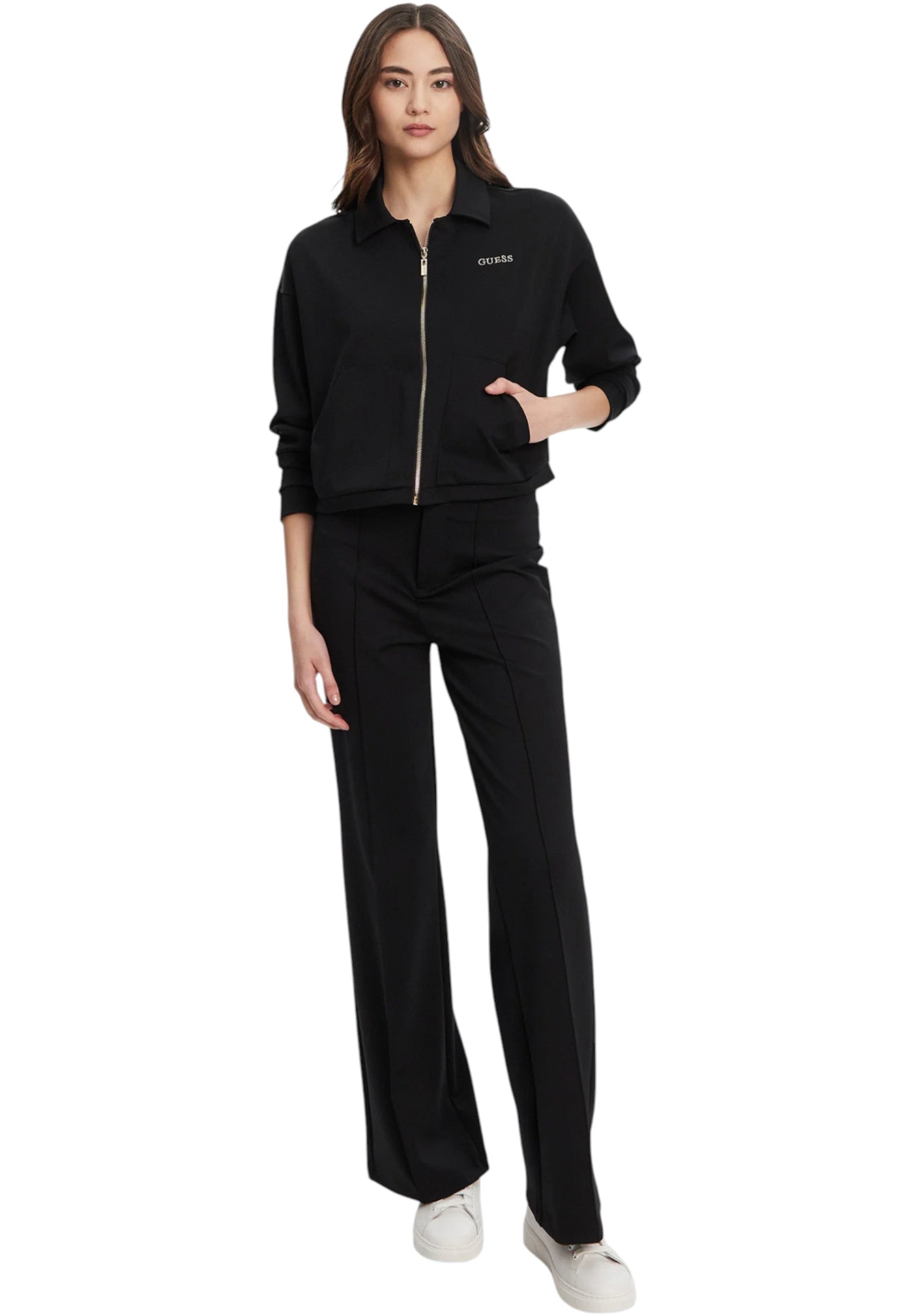 Giacca Invernale Donna Guess Crop Con Zip In Nylon Carla V5YL08KCX42