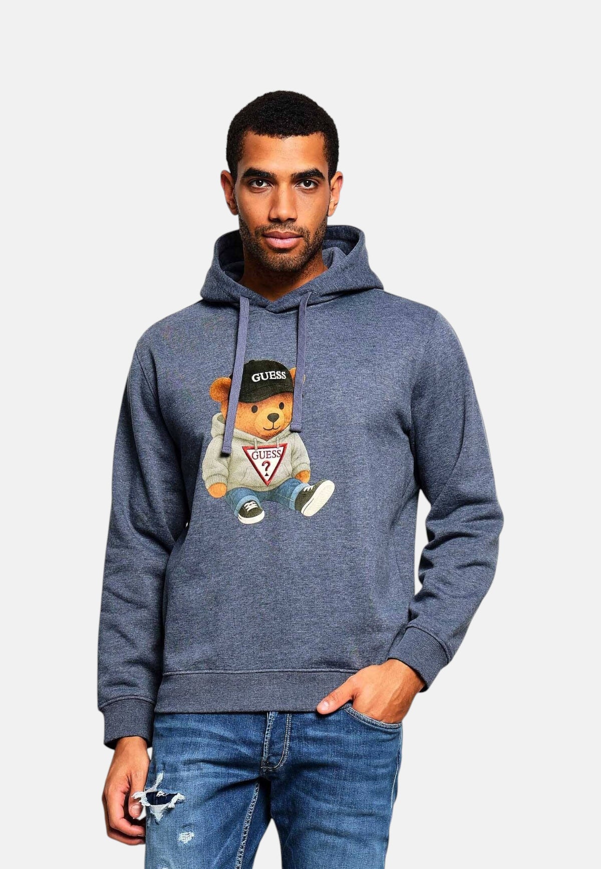 Felpa Con Cappuccio Uomo Guess Effetto teddy, Motivo orsetto, Melange  M6BQ31K6562