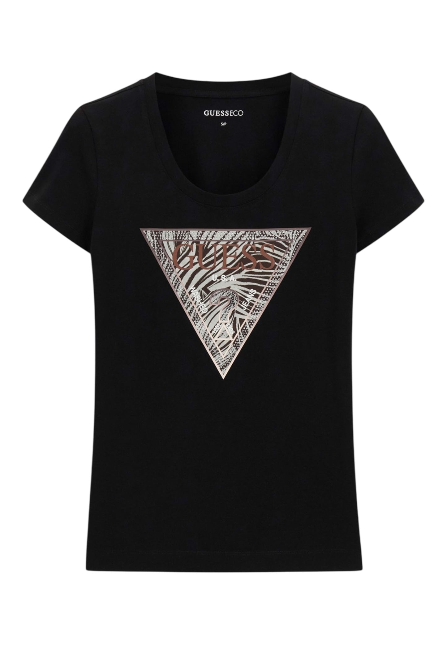 T-Shirt Manica Corta Donna Guess  Zebra Triangle W6GI19K3042