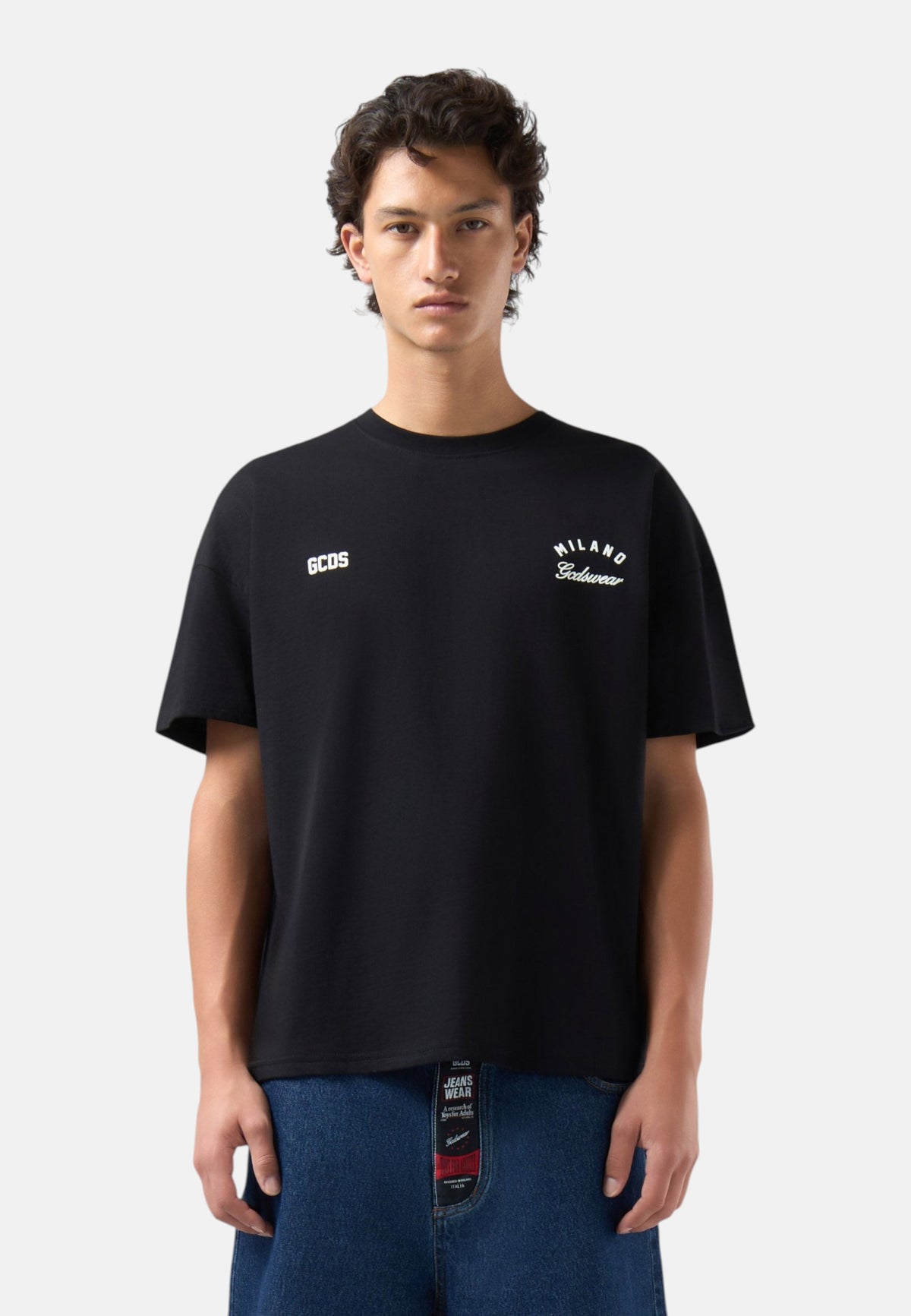 T-Shirt Manica Corta Uomo Gcds Puro cotone, logo sul davanti, fascia logo sul retro, collo a costine, vestibilit� regular Band Logo Back T-Shirt Z0MLQC214J080