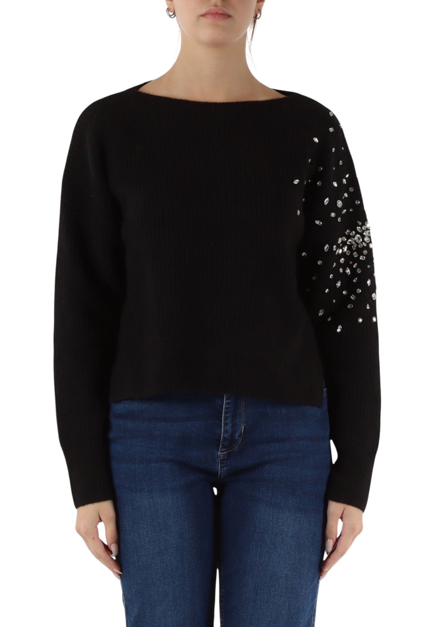 Maglione Scollo A Barca Donna Liu Jo Con Strass  CF5150MA74Q