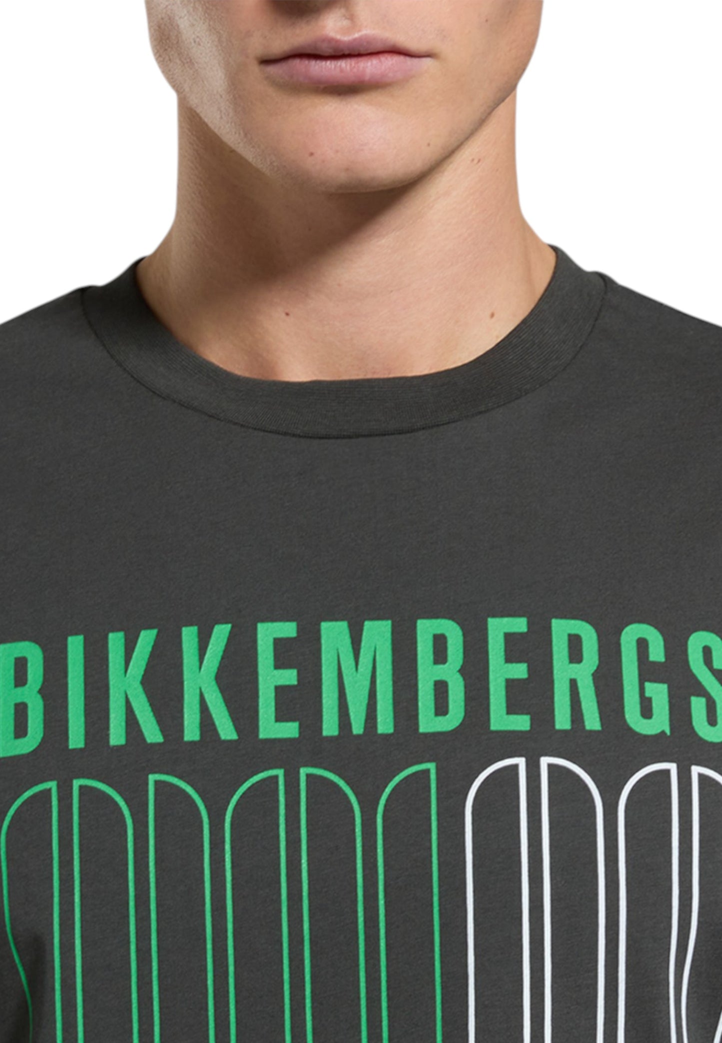 T-Shirt Manica Corta Uomo Bikkembergs Maxi Stampa A Contrasto Sul Petto