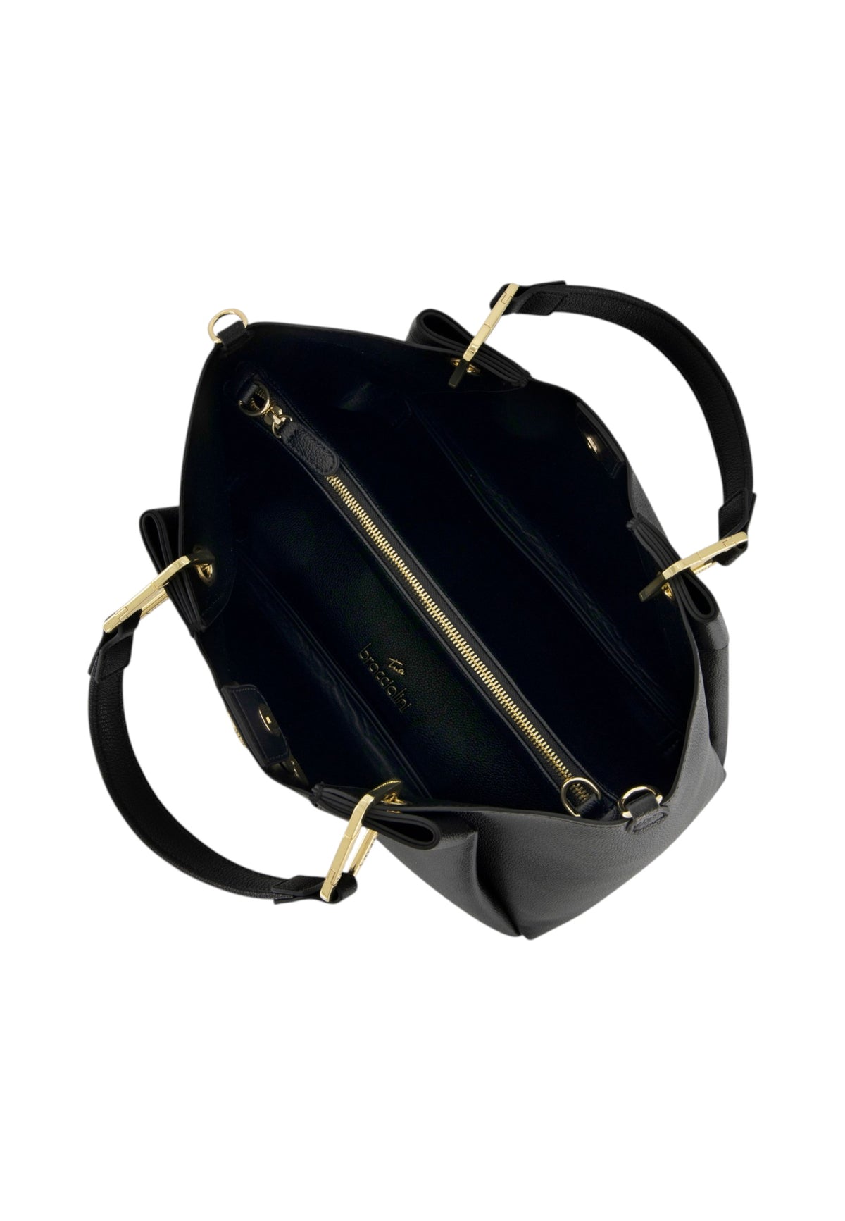 Borsa A Mano Donna Braccialini A Bauletto, Doppio con tracolla removibile e regolabile, Chiusura con clip, Con pochette interna removibile, Charm gioiello a forma di margherita, Dimensioni: 36 x 17 x 29 Cm Amy Bijoux B19212YY