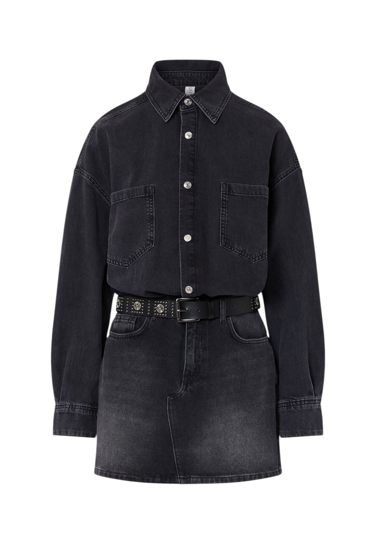 Vestito Corto Donna Liu Jo In Denim Black, Mix Belt  UF6185D0370