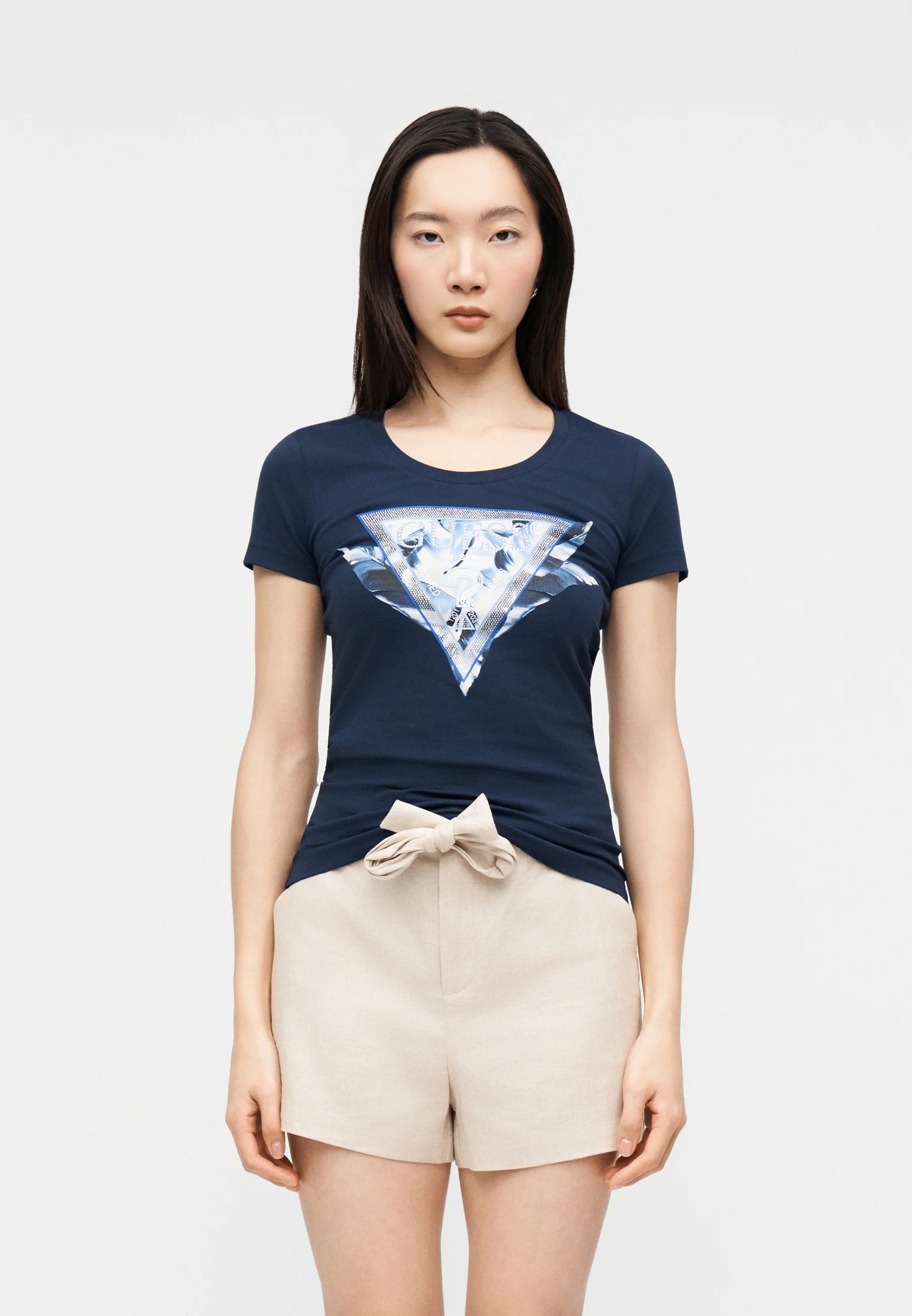 T-Shirt Manica Corta Donna Guess  Feather Triangle W6GI11K3026