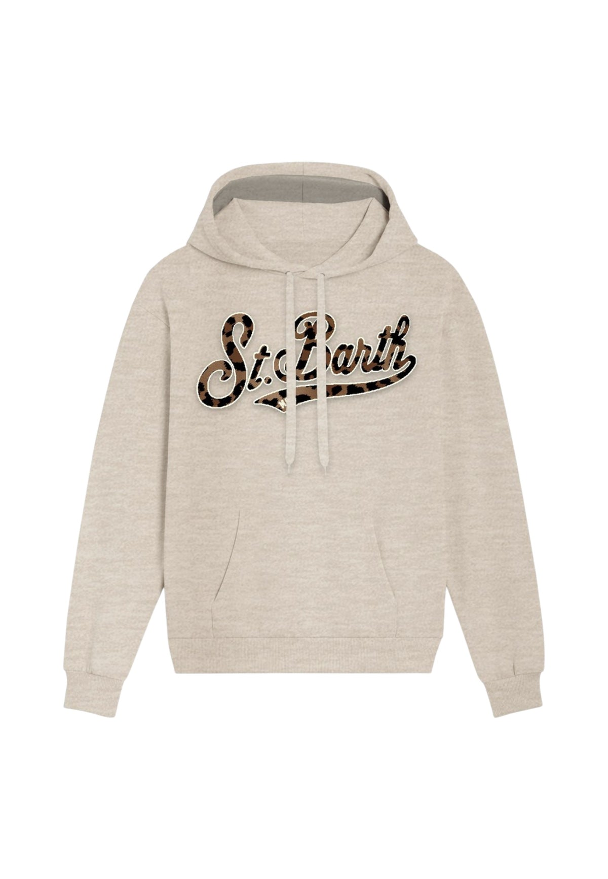 Felpa Con Cappuccio Donna Mc2 Saint Barth Maniche Lunghe, Polsi E Fondo A Coste, Tasca A Marsupio, Il Logo Saint Barth In Velluto Con Disegno Leopardato Virginia VRG0001-SBARTH-CLASSIC-LEO