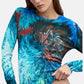 Maglione A Girocollo Donna Desigual Collaborazione M. C. Lacroix, Motivo astratto, Fit regular, Maglia fine, Viscosa Lenzing EcoVero Pompom 26WWJF02
