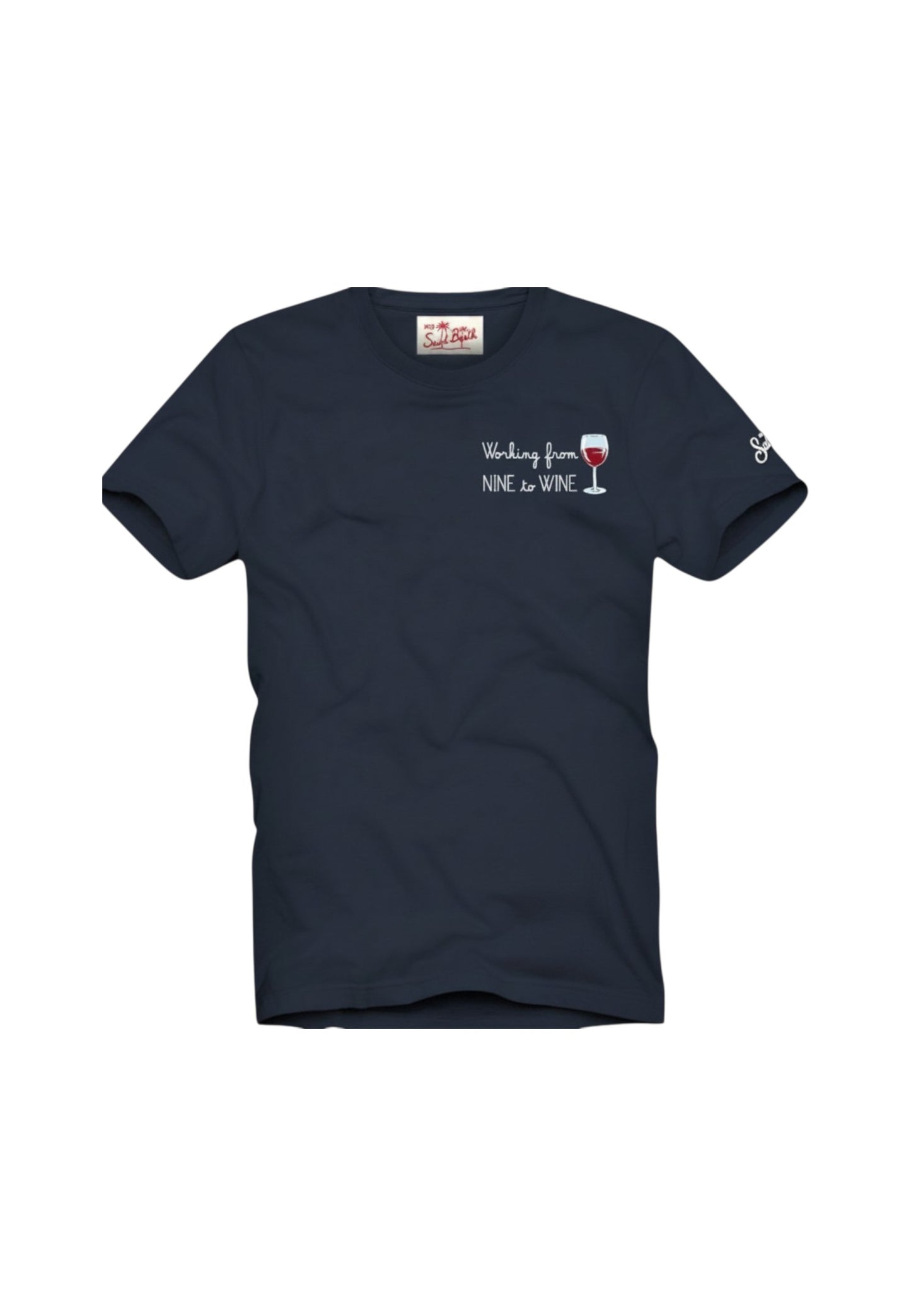 T-Shirt Manica Corta Uomo Mc2 Saint Barth Stampa E/O Ricamo Frontale Nine Wine Portofino POT0001