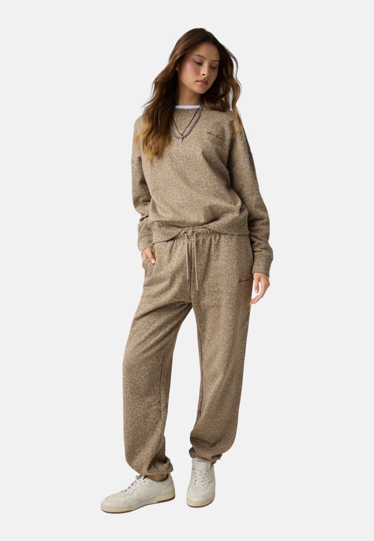 Felpa A Girocollo Donna Guess Stampato, Vestibilit� oversize Gj W6BQ07K5460