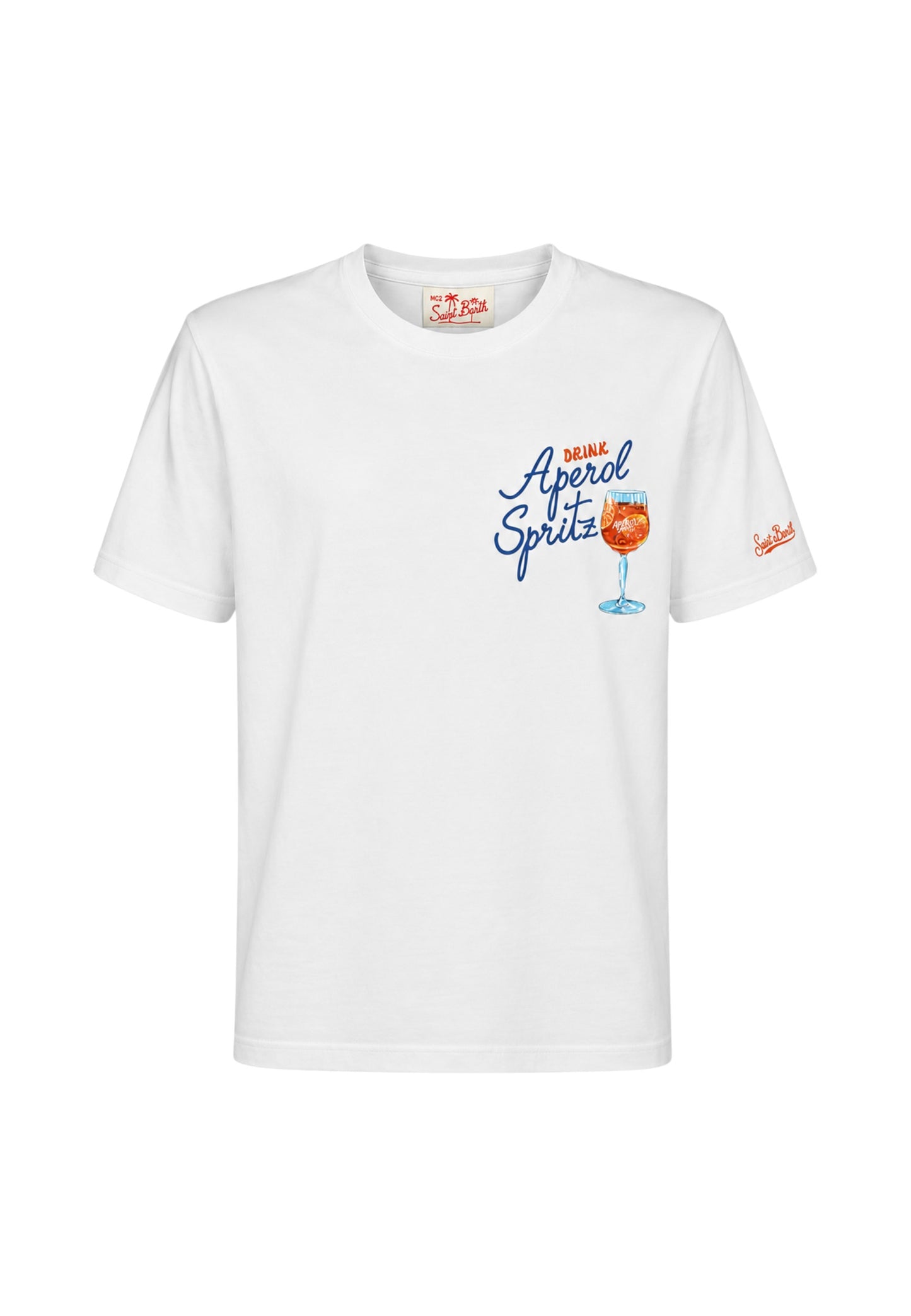 T-Shirt Manica Corta Uomo Mc2 Saint Barth Stampa/Ricamo Fronte E Retro Drink Spritz Portland PRL0002