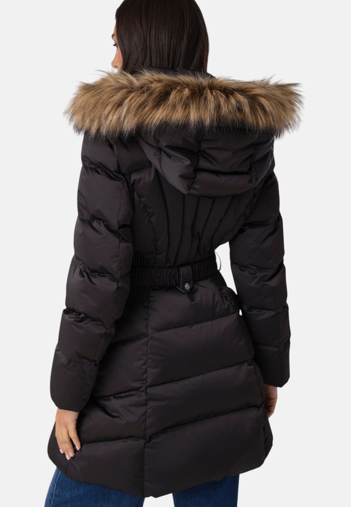 Piumino Lungo Donna Guess Con Cappuccio, Vera piuma New Marina W6BL37W4085