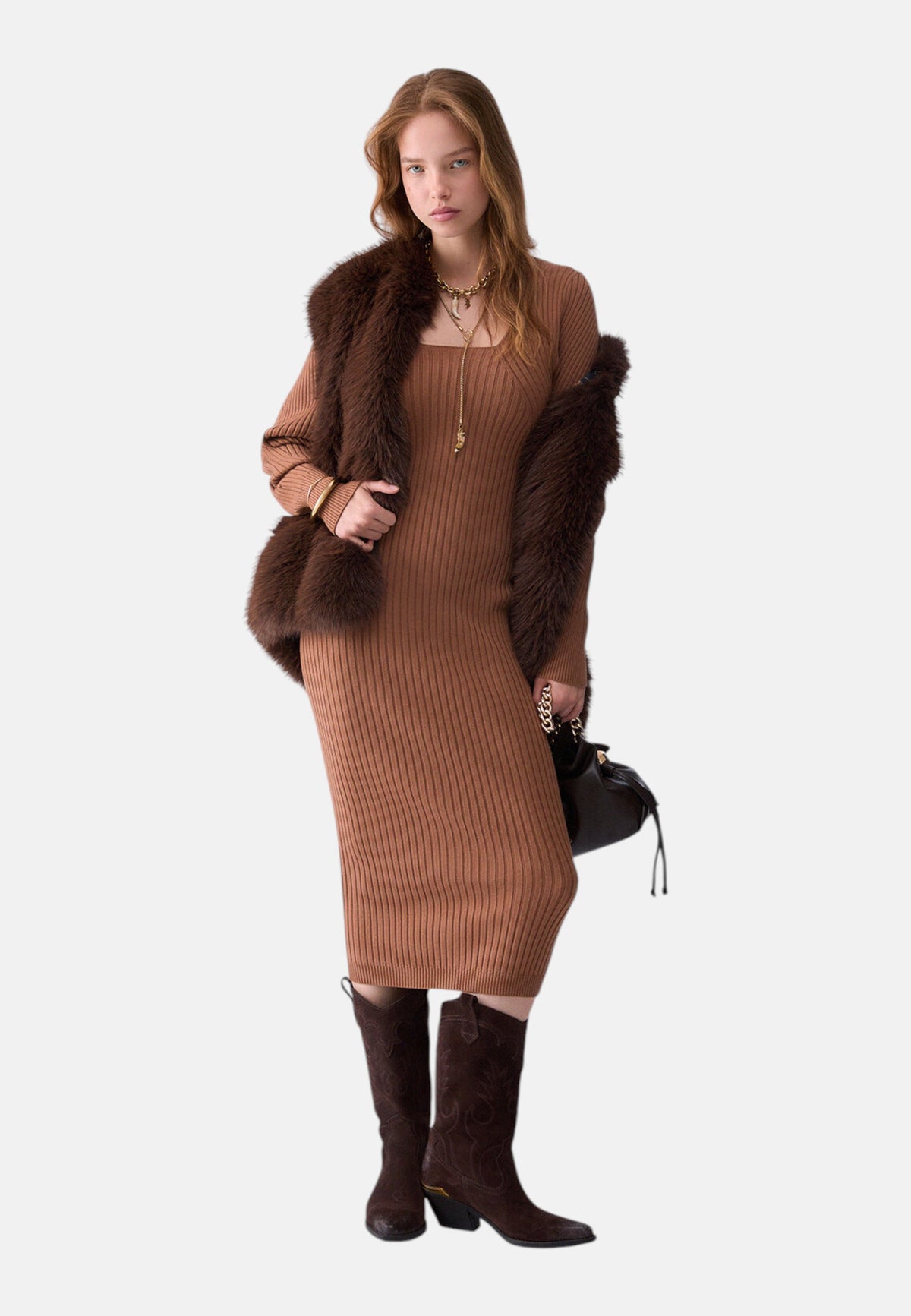 Vestito Midi Donna Liu Jo In Maglia A Coste  WF6430MA54S