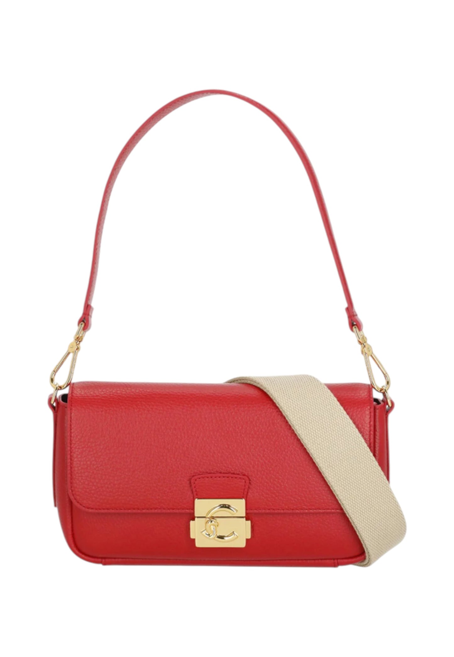 Borsa A Spalla Donna Coccinelle In Pelle Martellata Coccinelle C-Me Lock Medium E1U4K120201