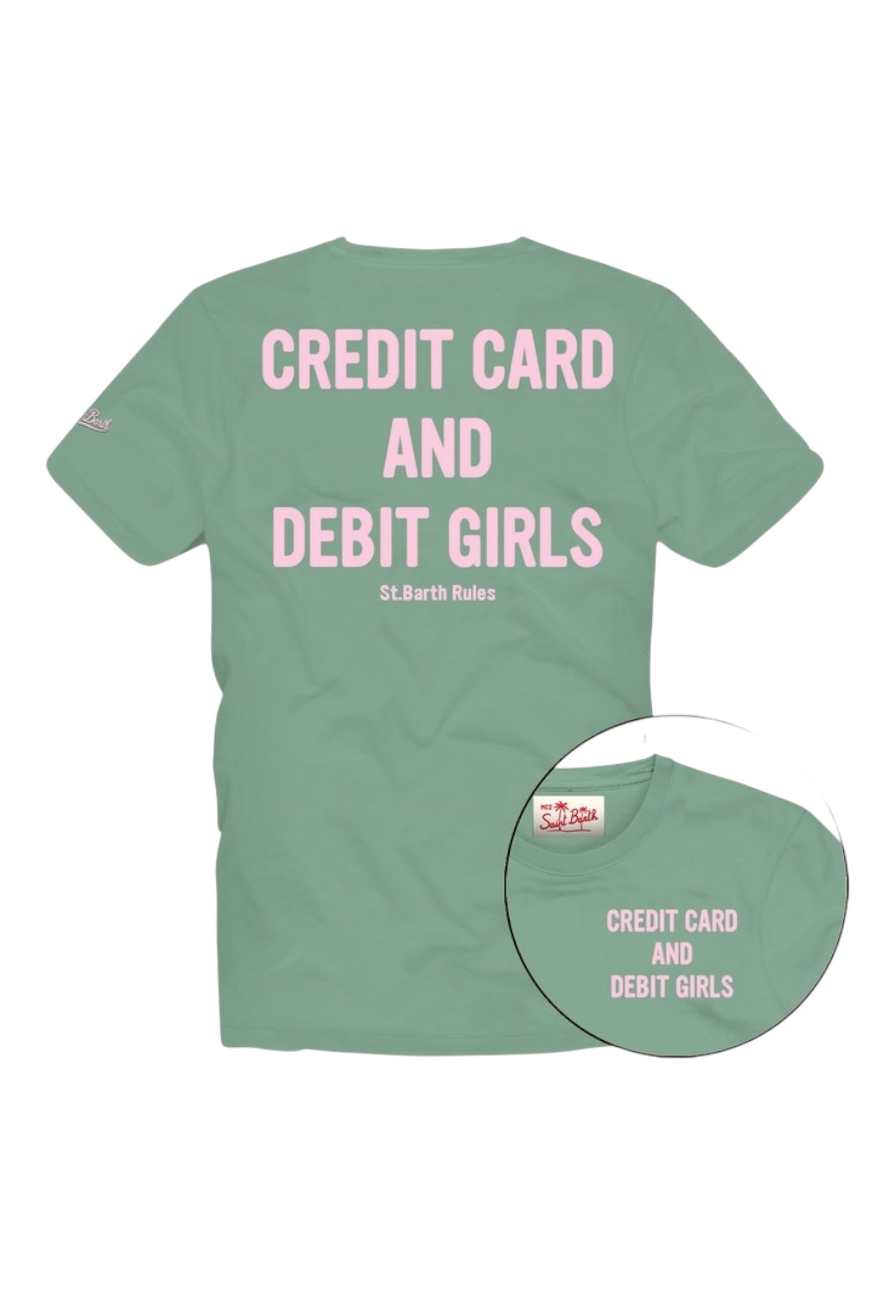 T-Shirt Manica Corta Uomo Mc2 Saint Barth Stampa/Ricamo Fronte E Retro Credit Card Portland PRL0002