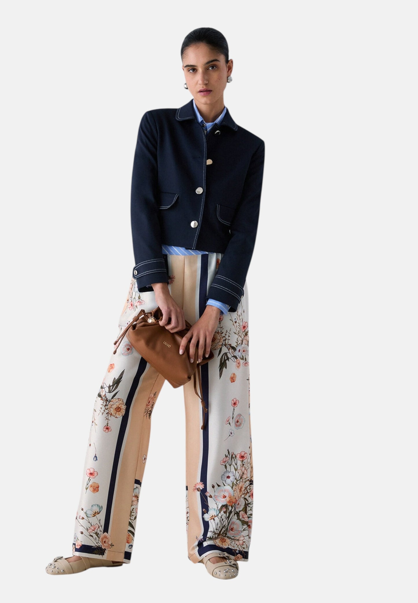 Pantaloni Wide Leg Donna Liu Jo In Twill Stampato  WA6358T2555