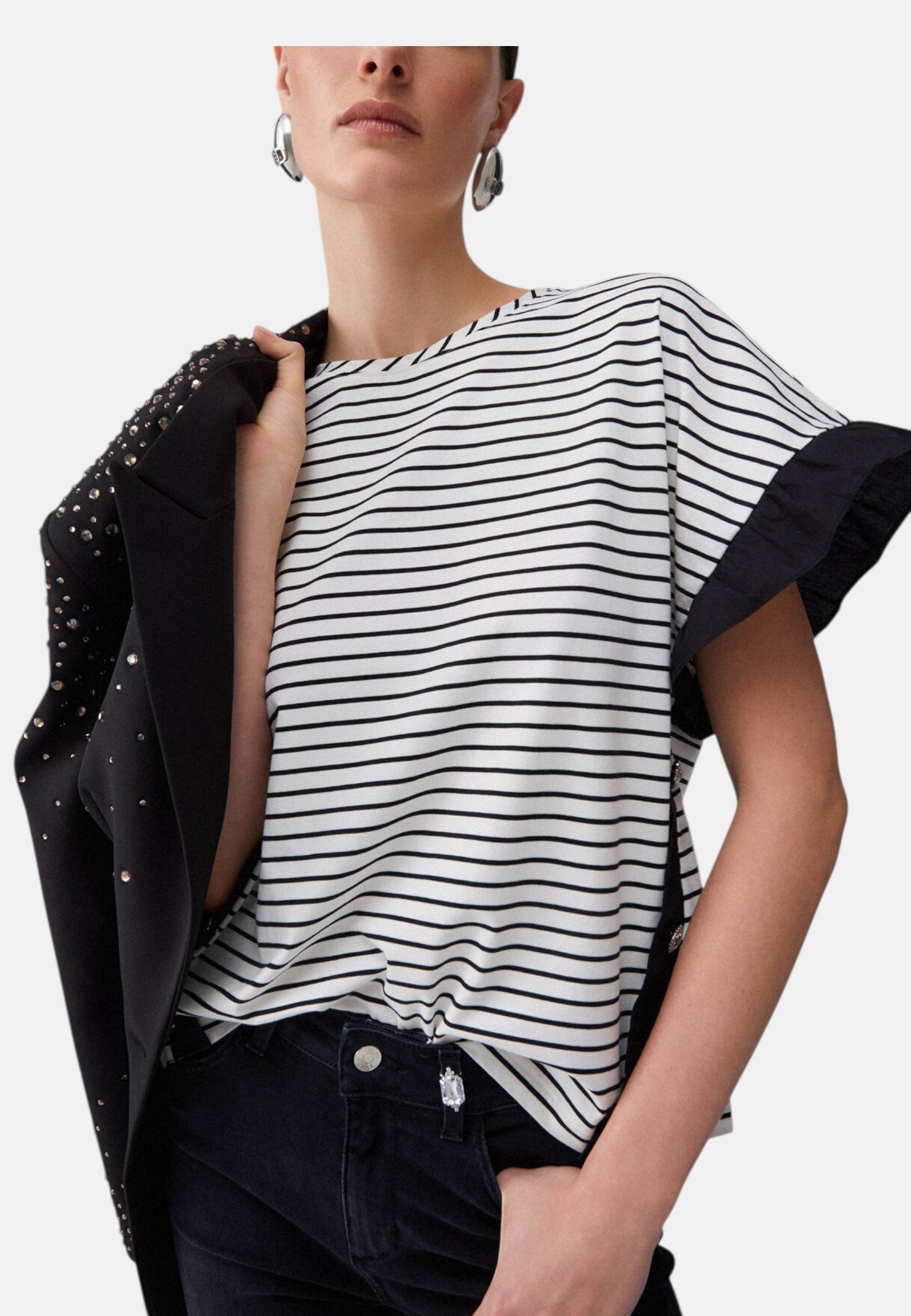 T-Shirt Manica Corta Donna Liu Jo Black&White stripe  WA6496J4909