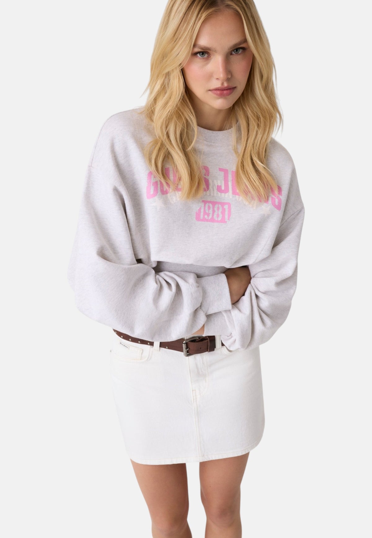 Felpa A Girocollo Donna Guess Vestibilit� oversize, Effetto corsetto Gj W6YQ08K3866