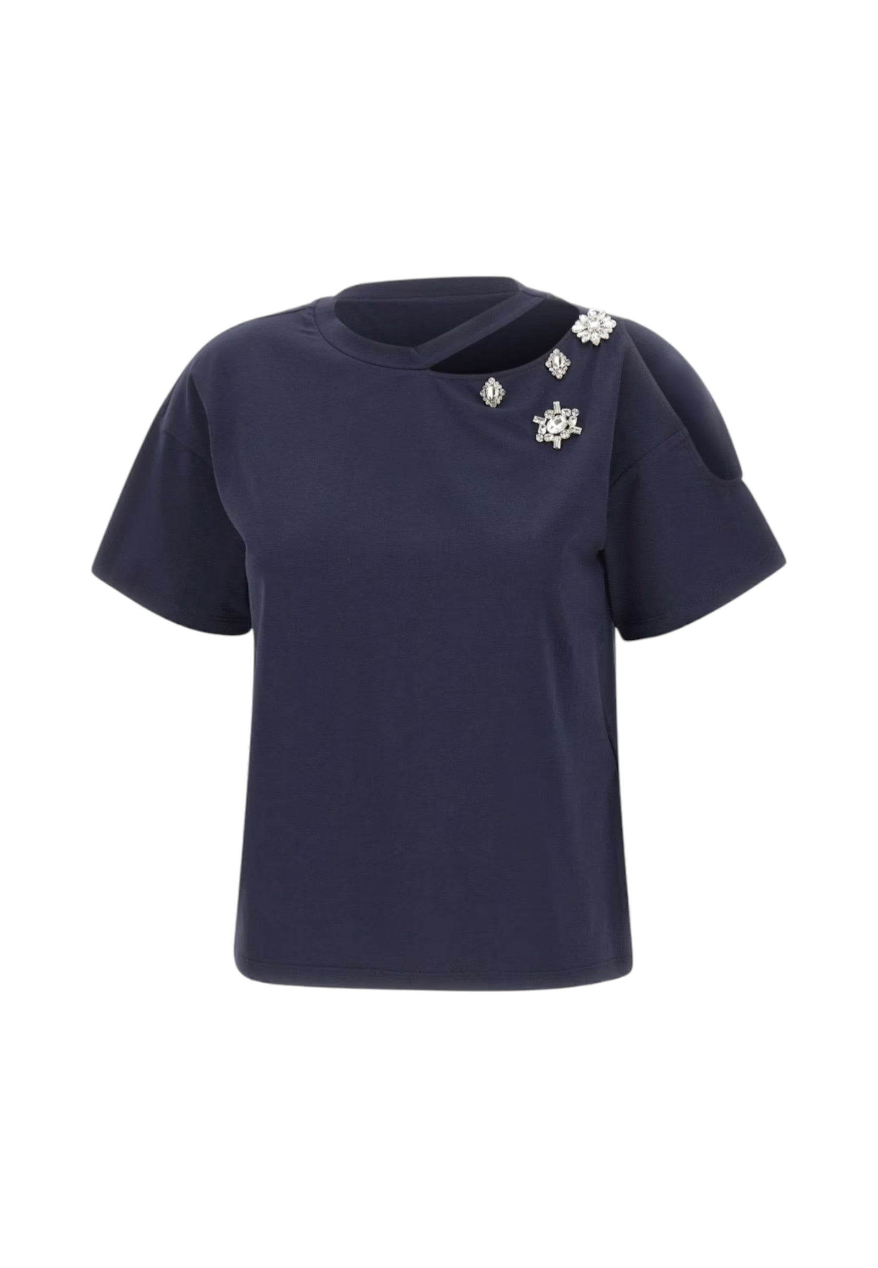T-Shirt Manica Corta Donna Liu Jo Con Patch Strass Eco Line CA6160JS088