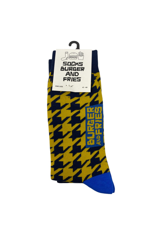 Calze  Uomo Sun68 Yellow/Navy Blue Preppy Pied De Poule BF1109