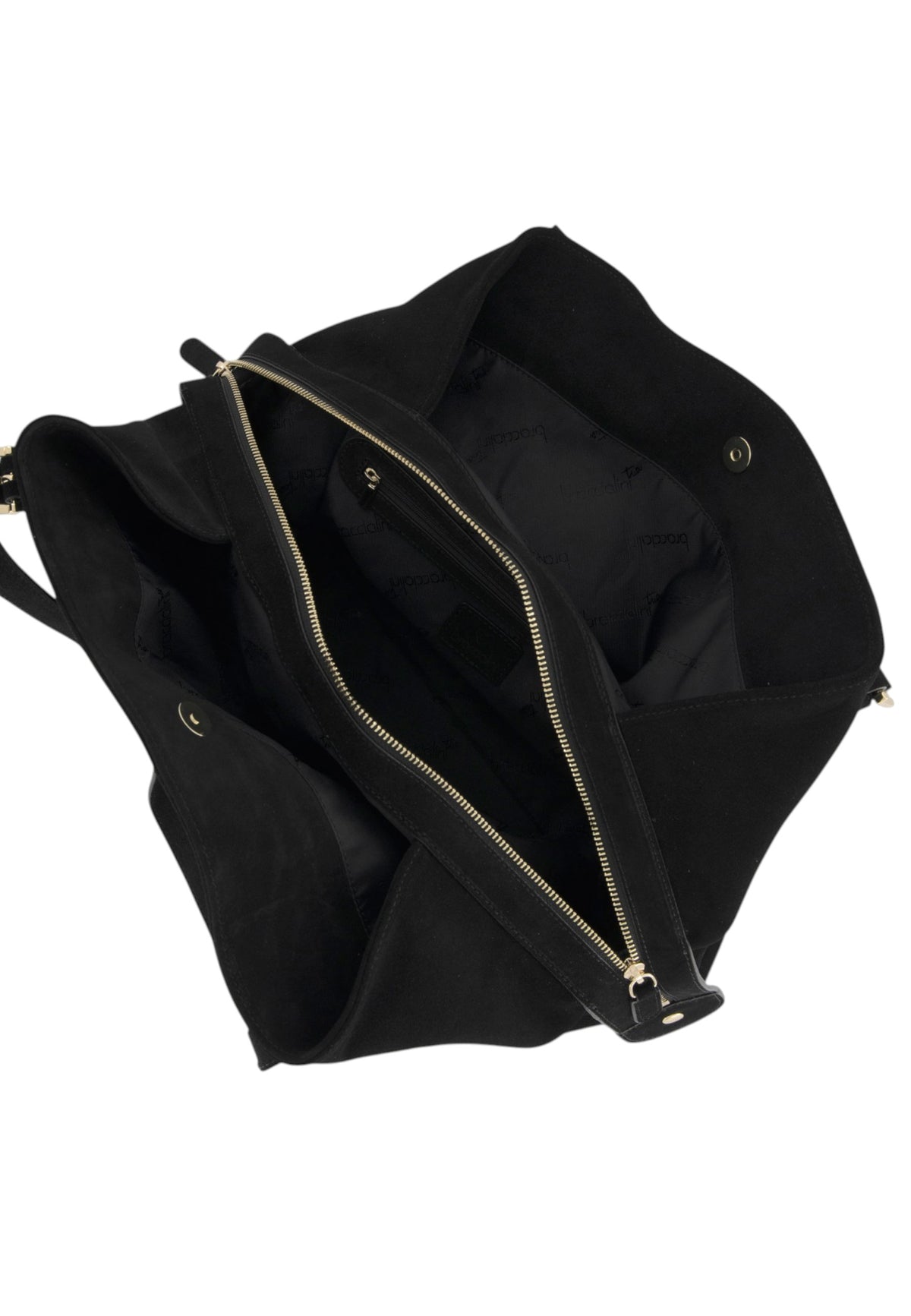 Borsa A Spalla Donna Braccialini Shopper, Manico doppio, Chiusura con zip, Due tasche interne, una con zip e una aperta, Finitura effetto camoscio, Dimensioni: 35 x 15.5 x 30 Cm Sara B19373PP