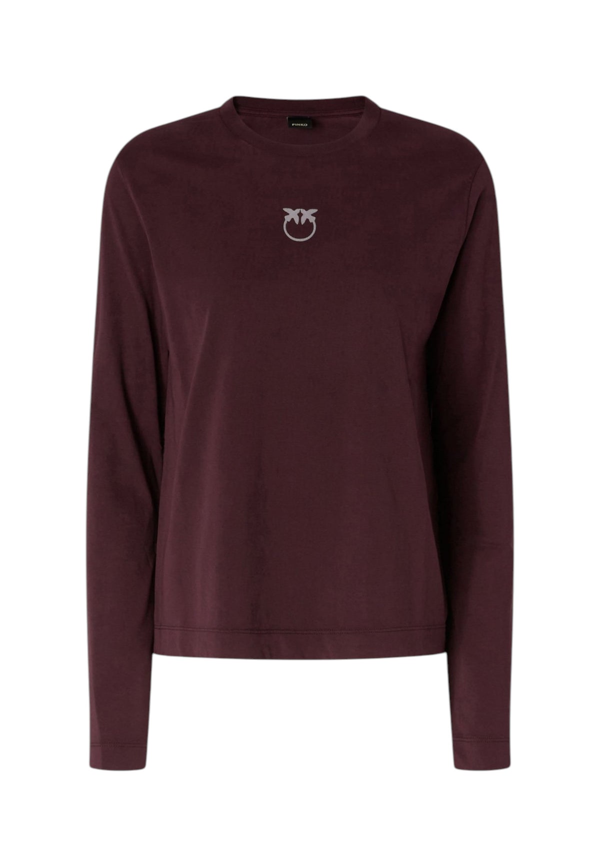T-Shirt Manica lunga Donna Pinko Girocollo, maniche lunghe, vestibilit� regular, jersey di puro cotone, logo Love Birds floccato dall�effetto vellutato sul petto Toblino 107292A3HP