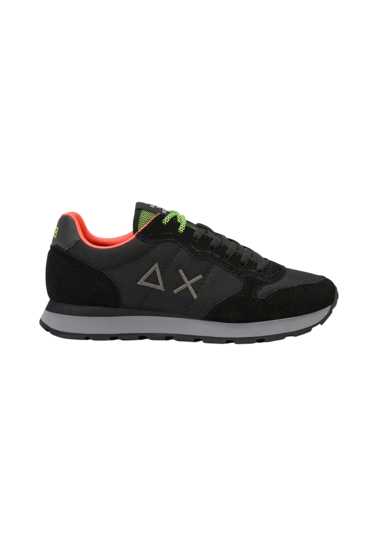 Sneakers Basse Uomo Sun68 Stile Running, Nylon E Suede, Dettagli Fluo, Logo Ricamato Tom Fluo Z46102