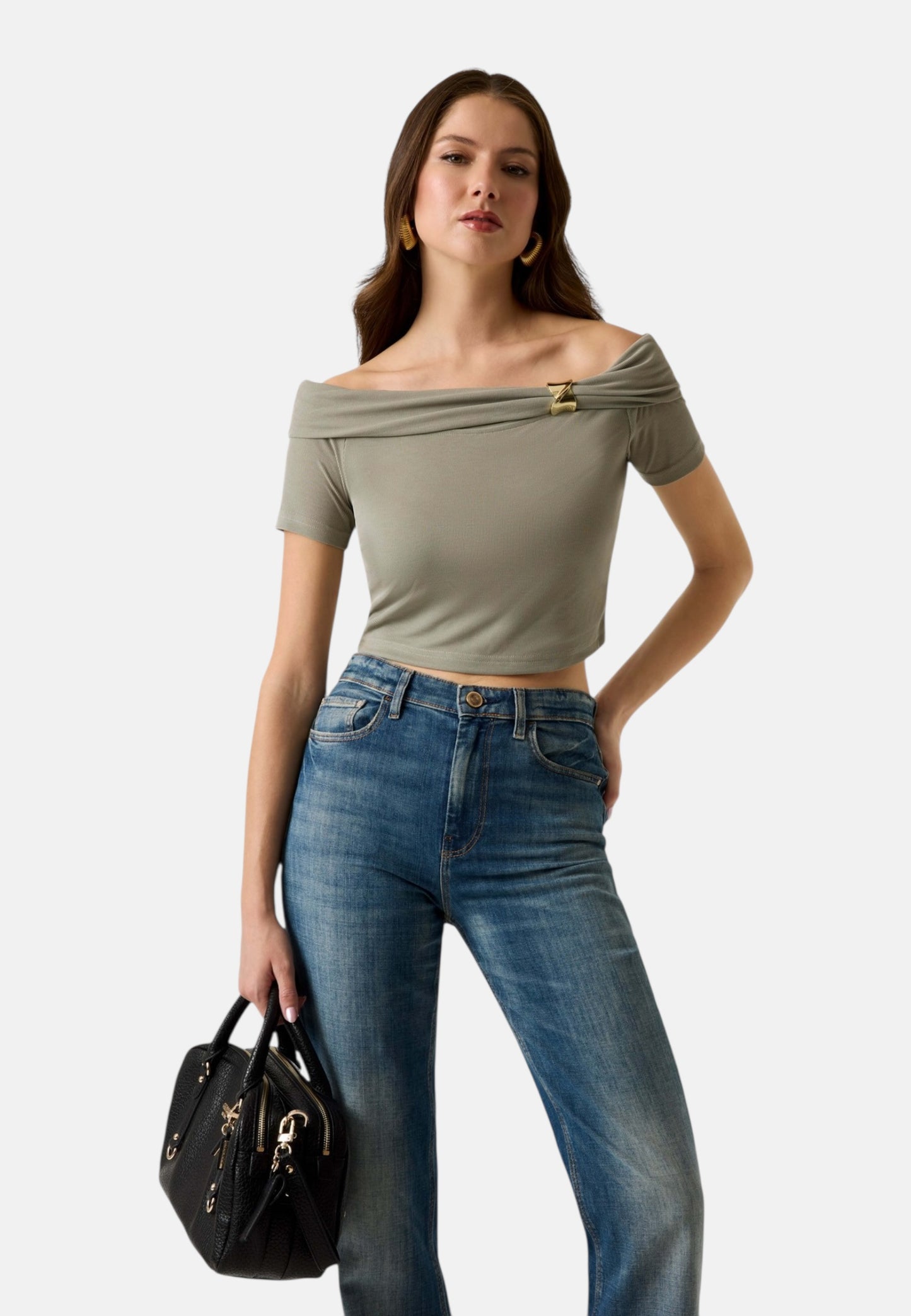 Top  Donna Guess Off Shoulder Brigitte W6GP12K2935