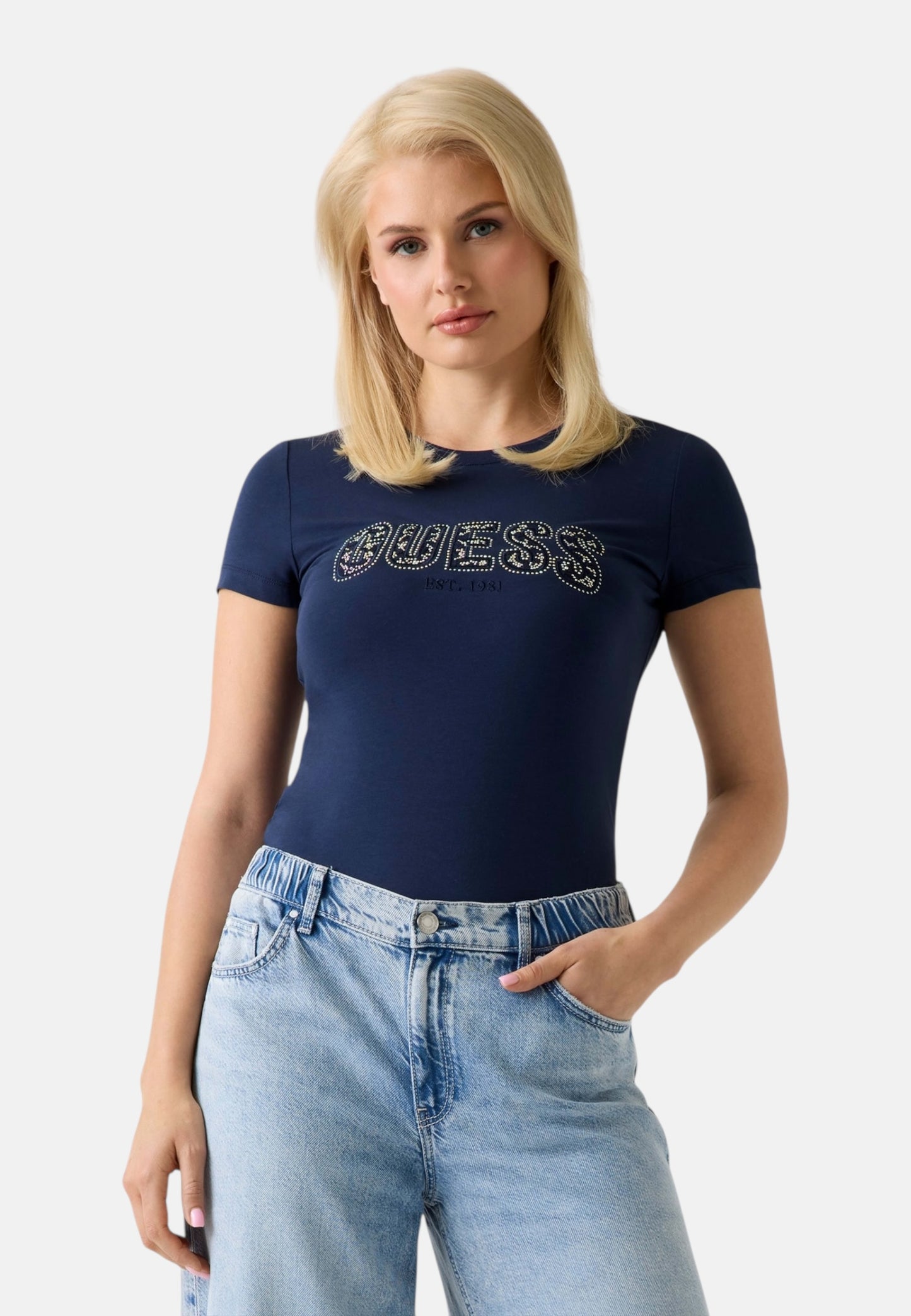 T-Shirt Manica Corta Donna Guess  Logo Lace W5GI04J1314