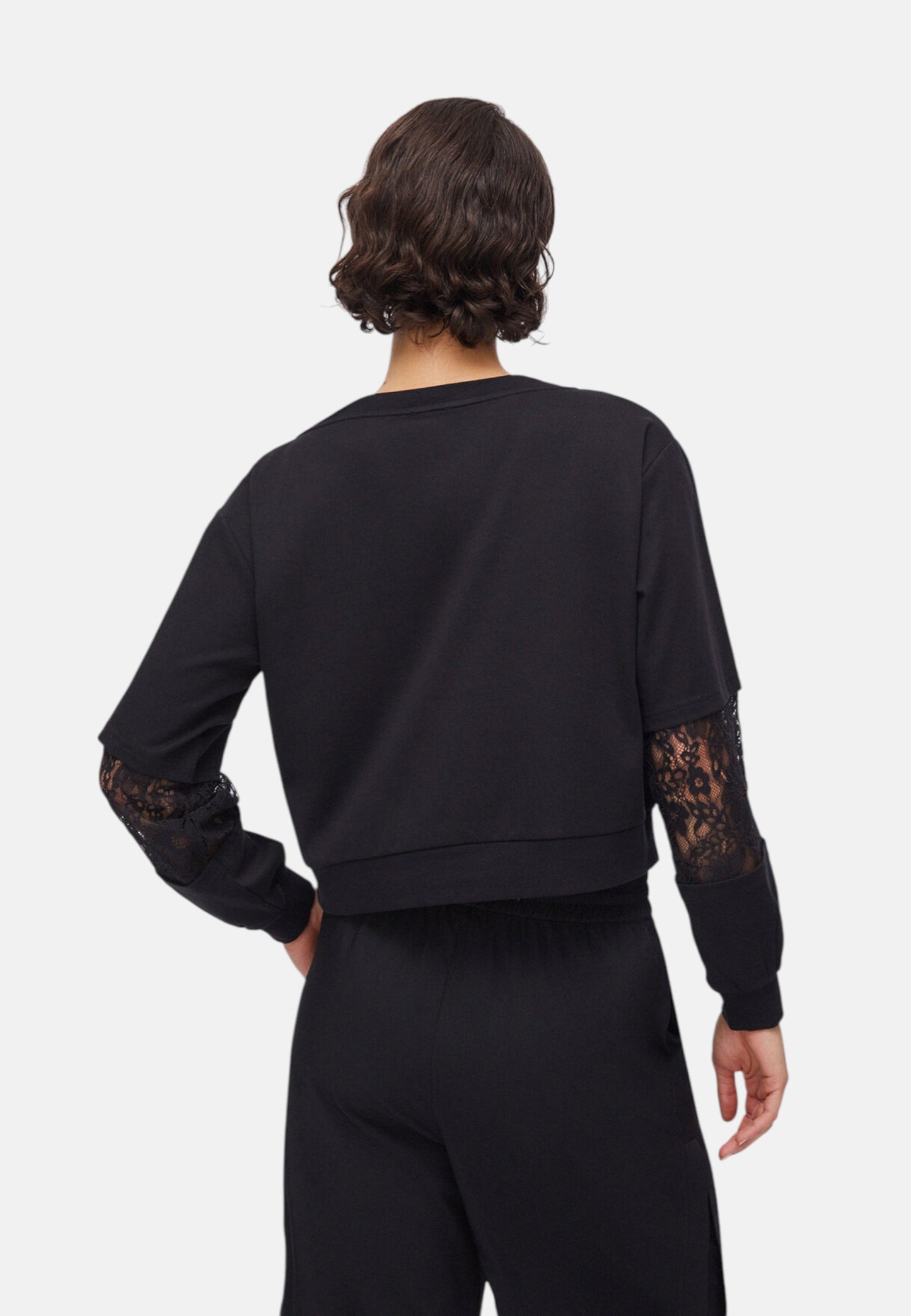 Felpa A Girocollo Donna Liu Jo Con Inserti In Pizzo  TA6282J3855