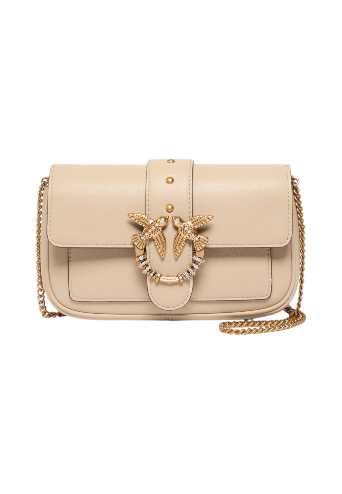 Borsa A Tracolla Donna Pinko Pelle di vitello, formato pocket, nuova fibbia Love Birds, pattina, misure 19 x 5 x 11 cm Love One Pocket New Buckle 107072A0F1