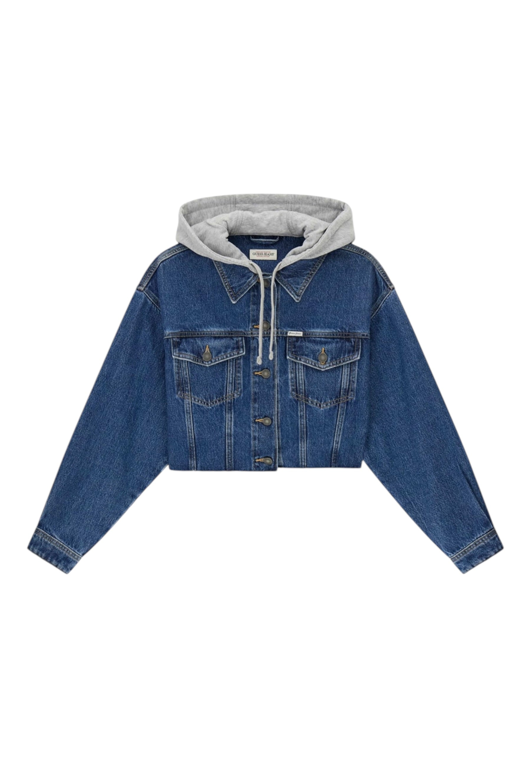 Giacca Jeans Donna Guess Con Cappuccio Gj Cropped Trucker W6RN11D5R2C