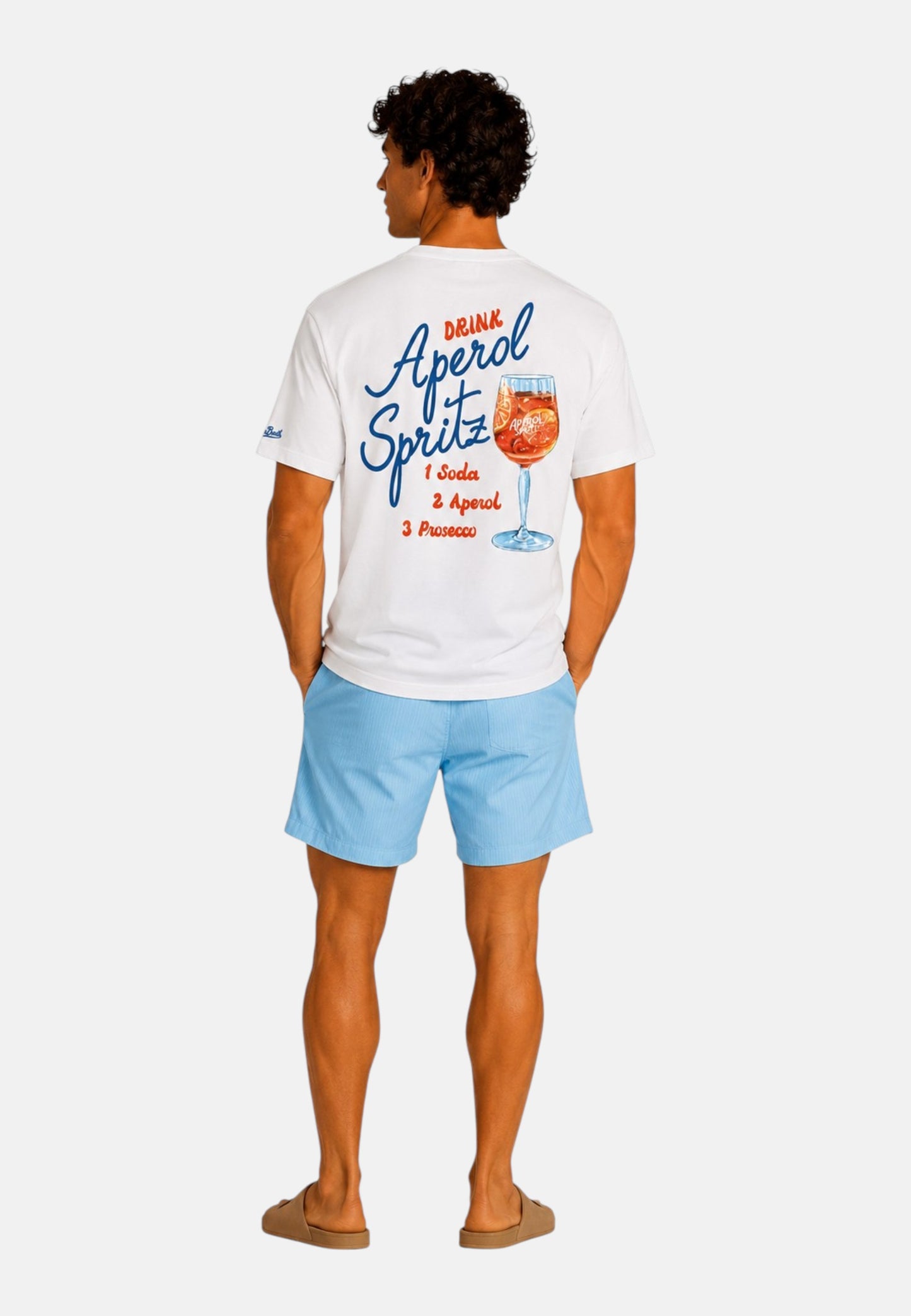 T-Shirt Manica Corta Uomo Mc2 Saint Barth Stampa/Ricamo Fronte E Retro Drink Spritz Portland PRL0002