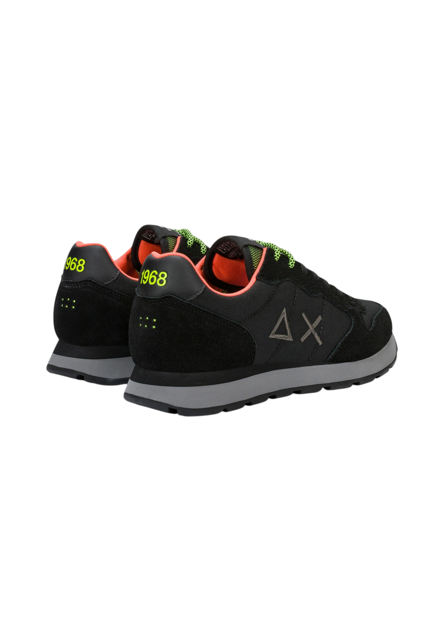 Sneakers Basse Uomo Sun68 Stile Running, Nylon E Suede, Dettagli Fluo, Logo Ricamato Tom Fluo Z46102