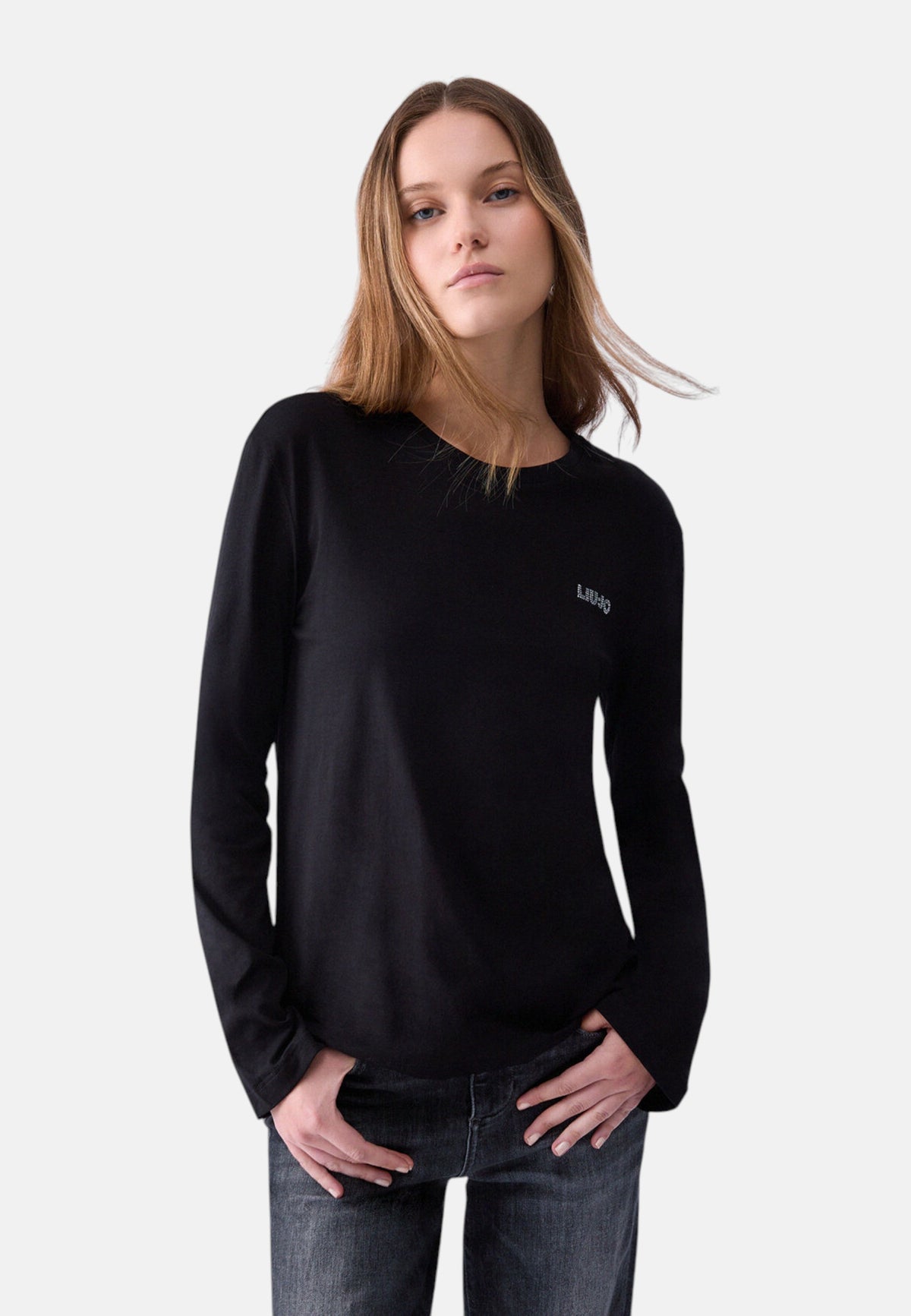 T-Shirt Manica lunga Donna Liu Jo Regular Fit Logo Crystal WF6451J6308